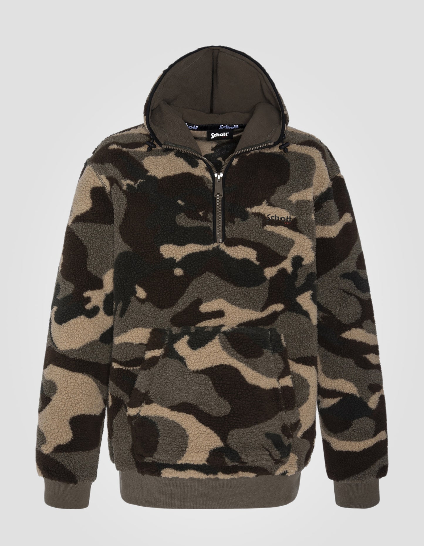 Sweatshirt camouflage à capuche en sherpa
