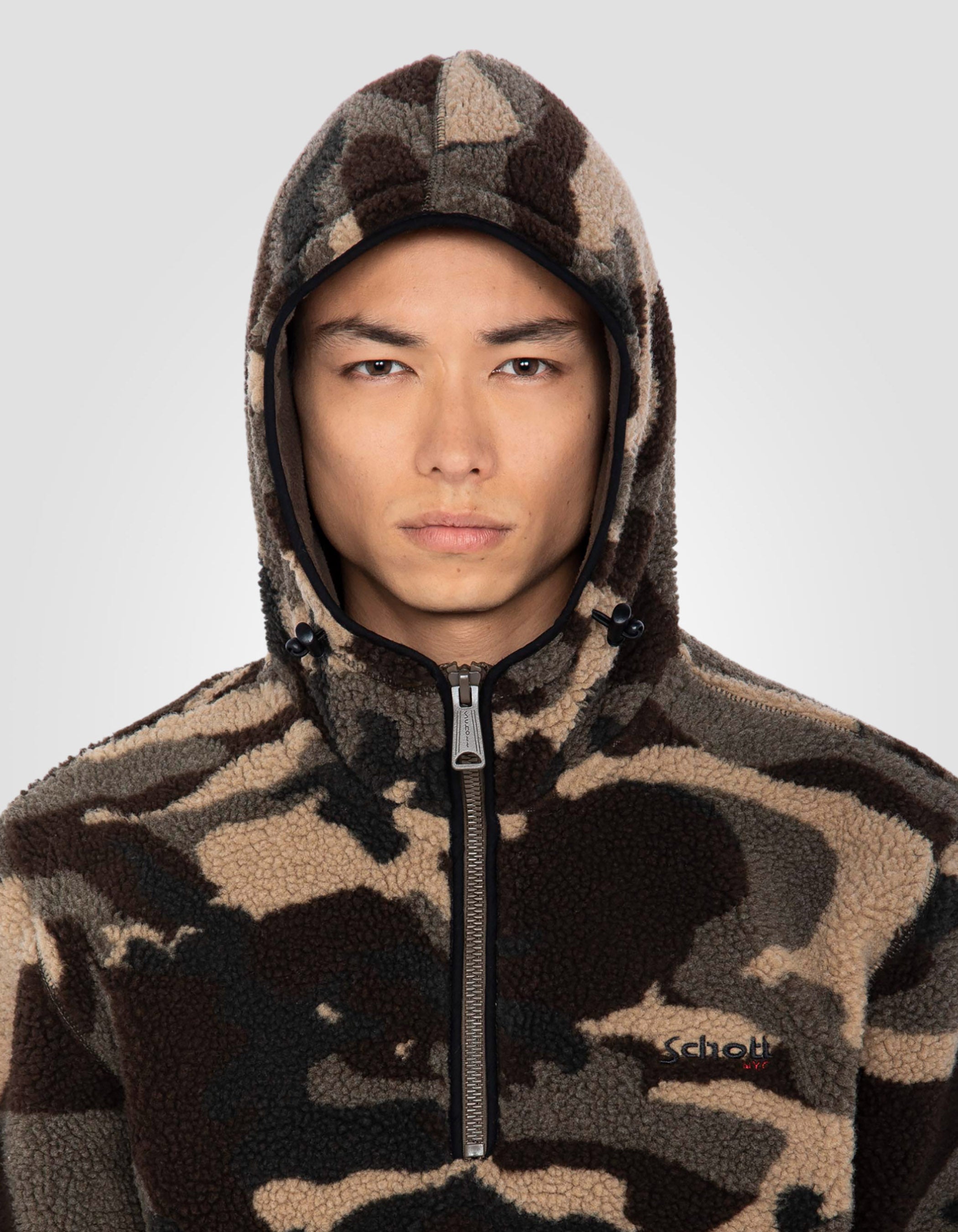 Sweatshirt camouflage à capuche en sherpa-4