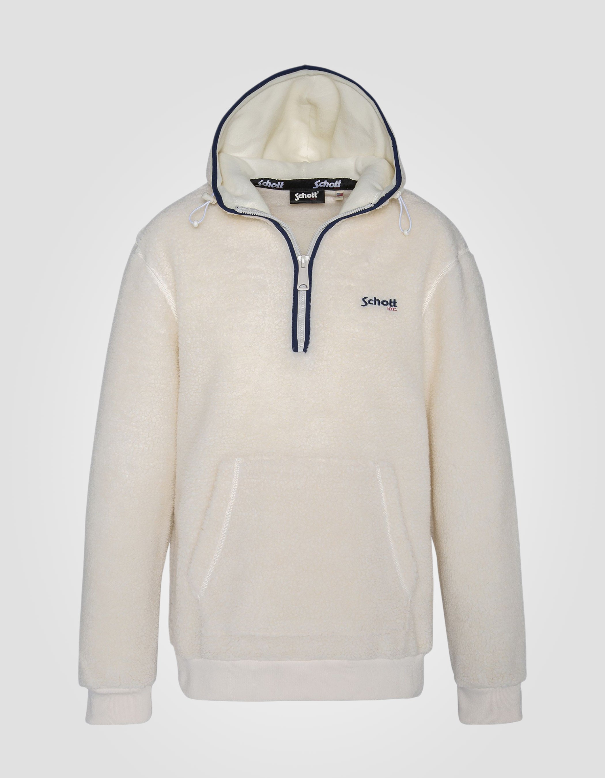 Sweatshirt blanc à capuche en sherpa-2