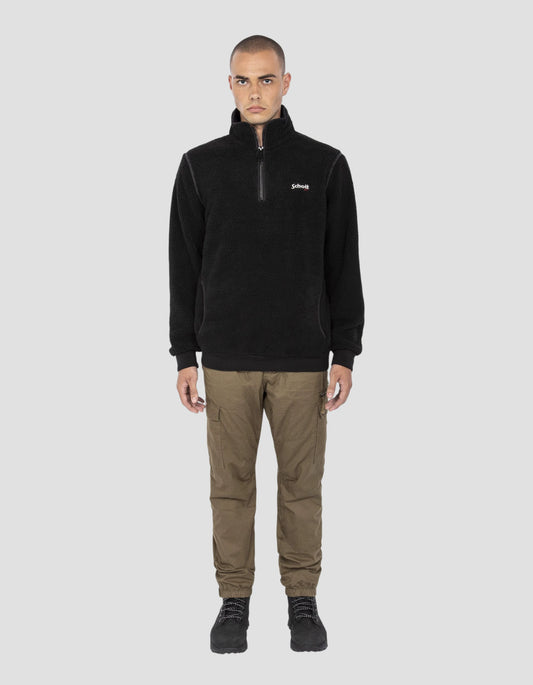 Black Trucker Sweatshirt in Sherpa