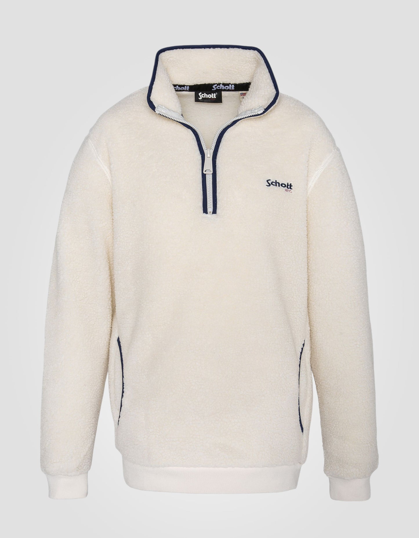 Felpa di camionista bianca a sherpa