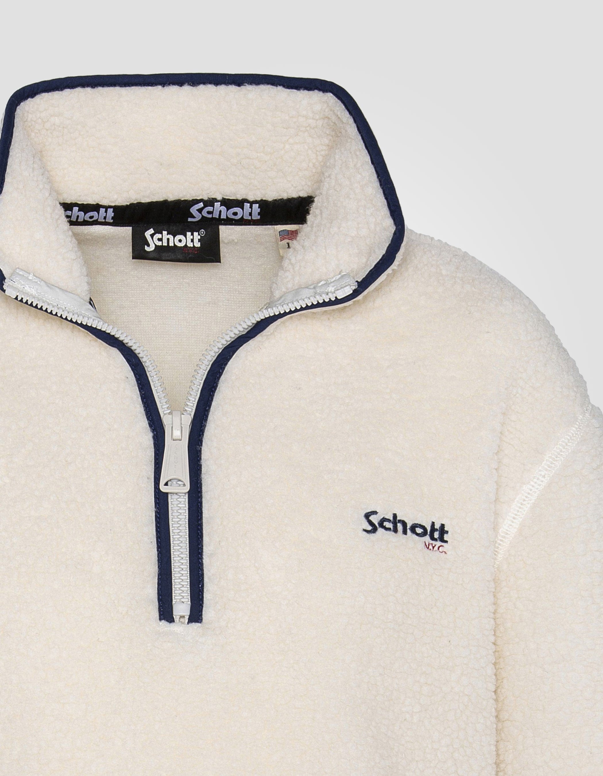 Felpa di camionista bianca a sherpa-3