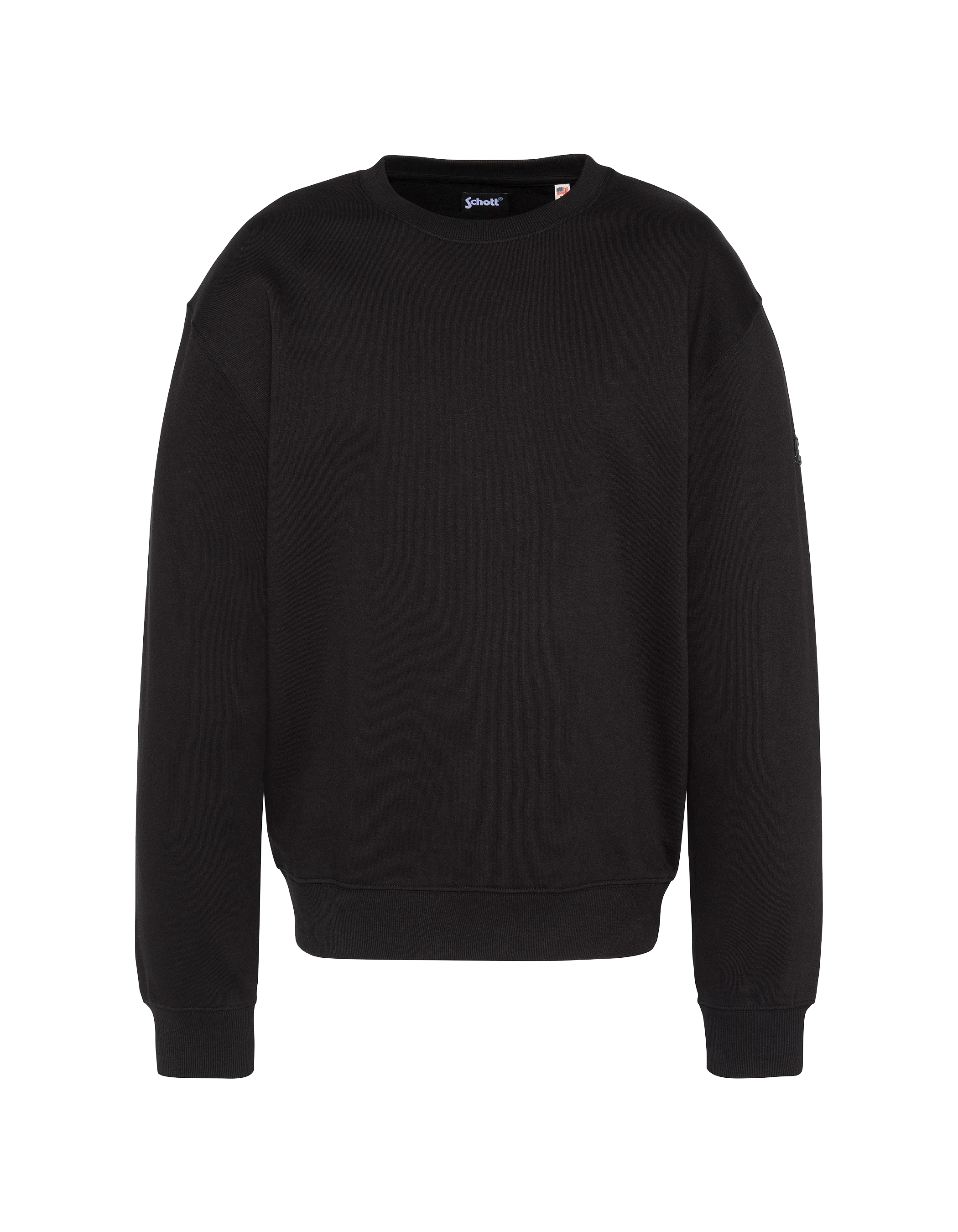 Collar rotondo della felpa nera unita-1