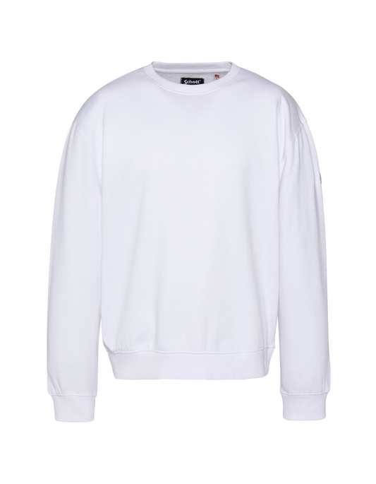 Sweatshirt blanc uni col rond