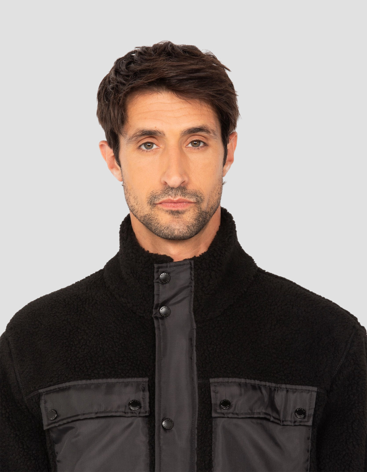 Sweatshirt sherpa bi-matière noir