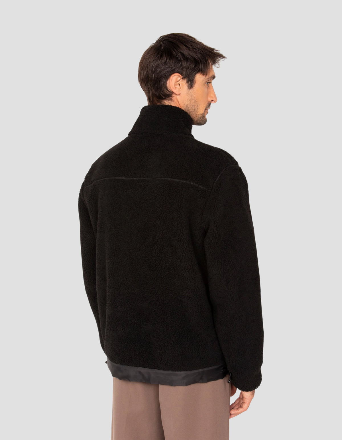 Sweatshirt sherpa bi-matière noir-5