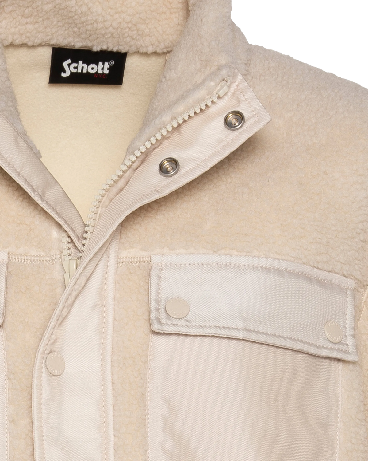 Sudadera sherpa bimateria crema-6