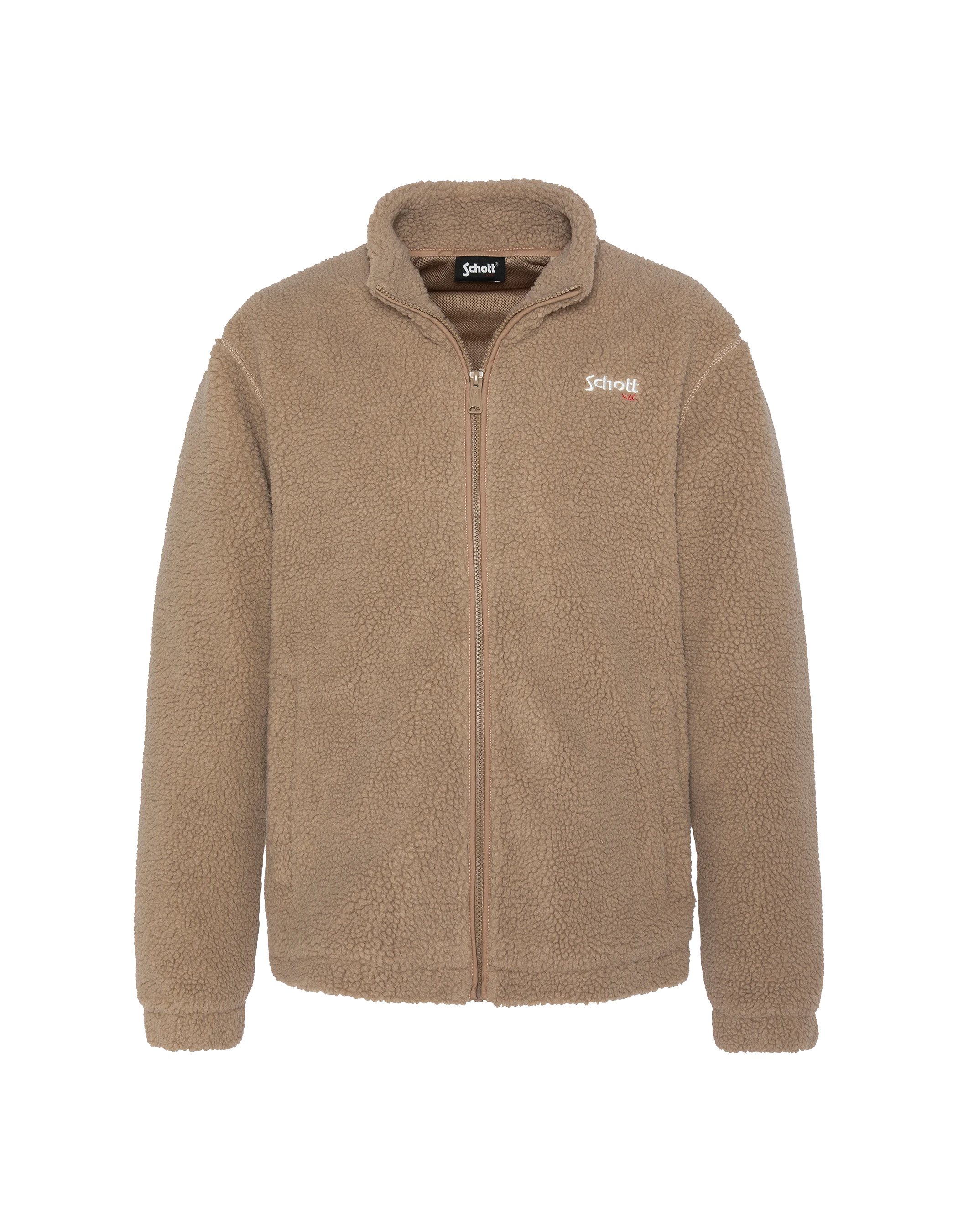 Giacca sherpa zippata beige-1