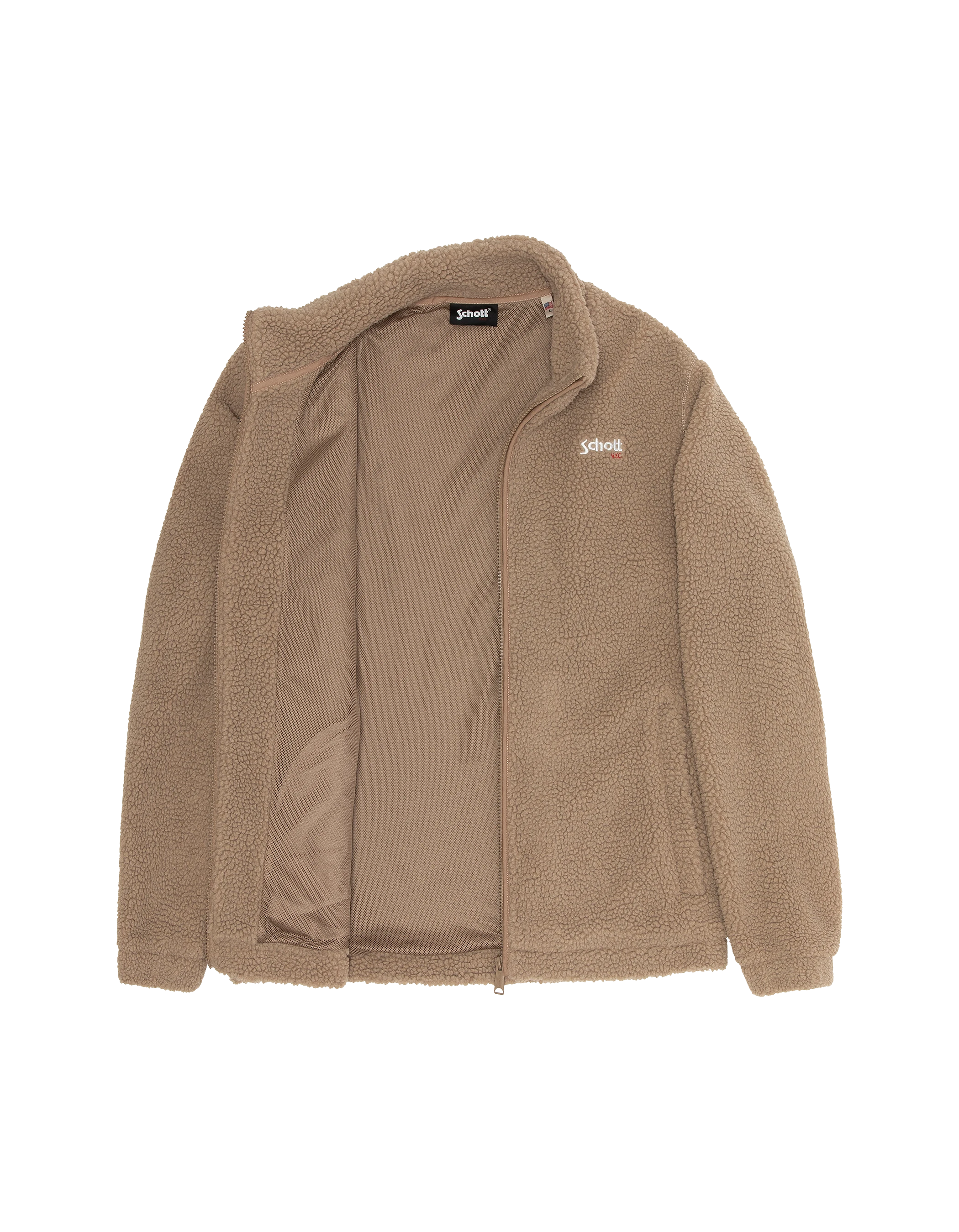 Giacca sherpa zippata beige-3