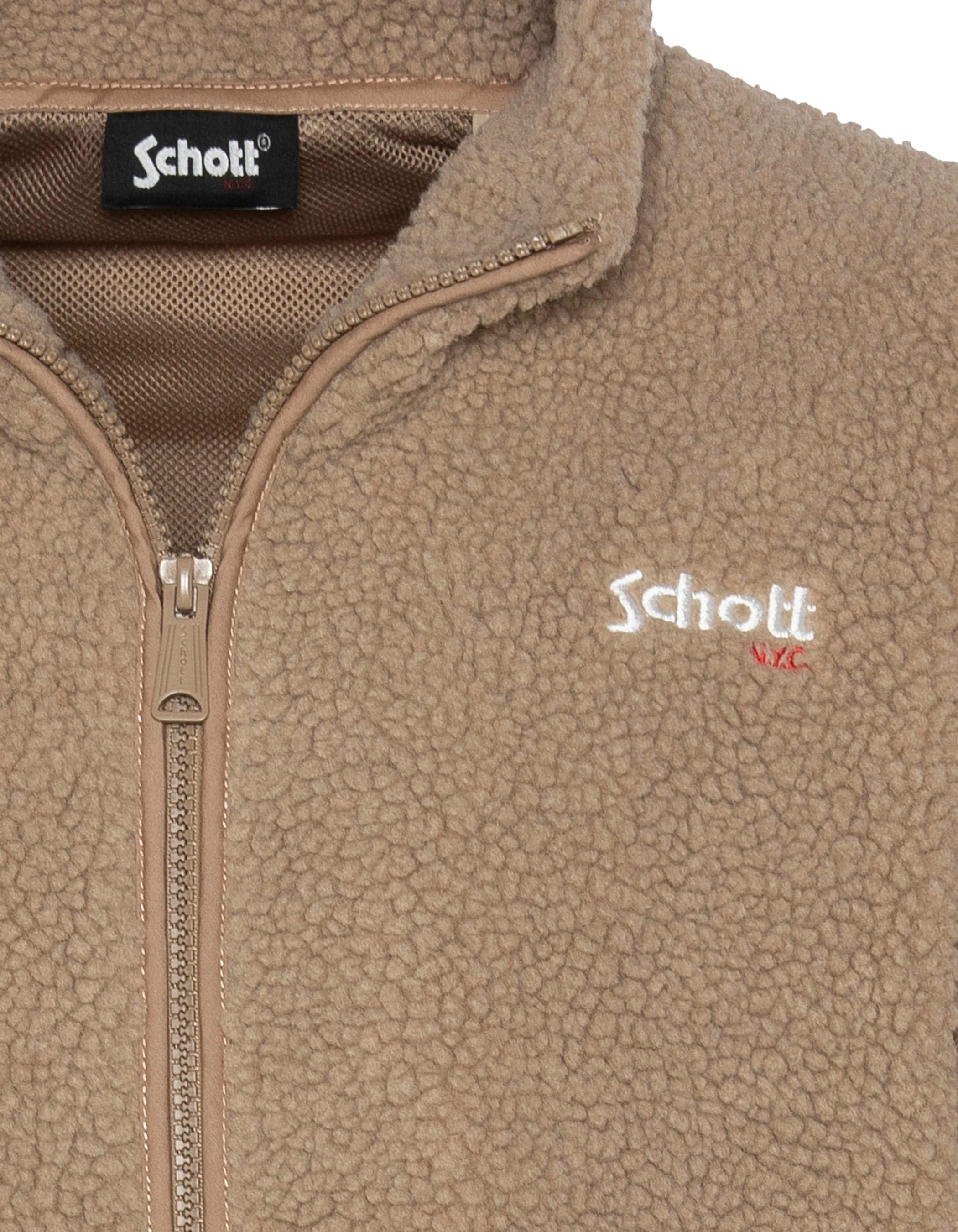 Giacca sherpa zippata beige-4