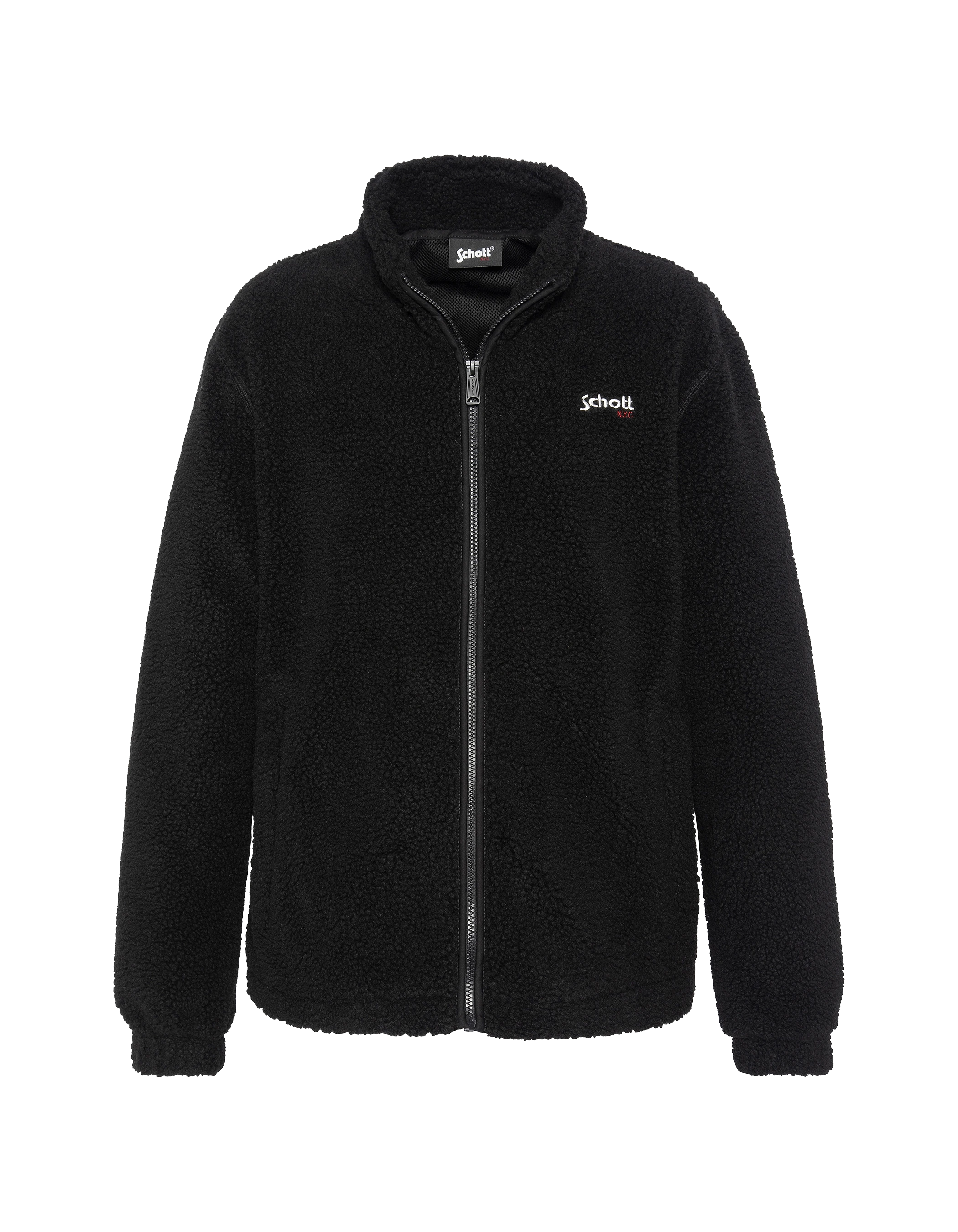 Giacca da sherpa con zip nero-2
