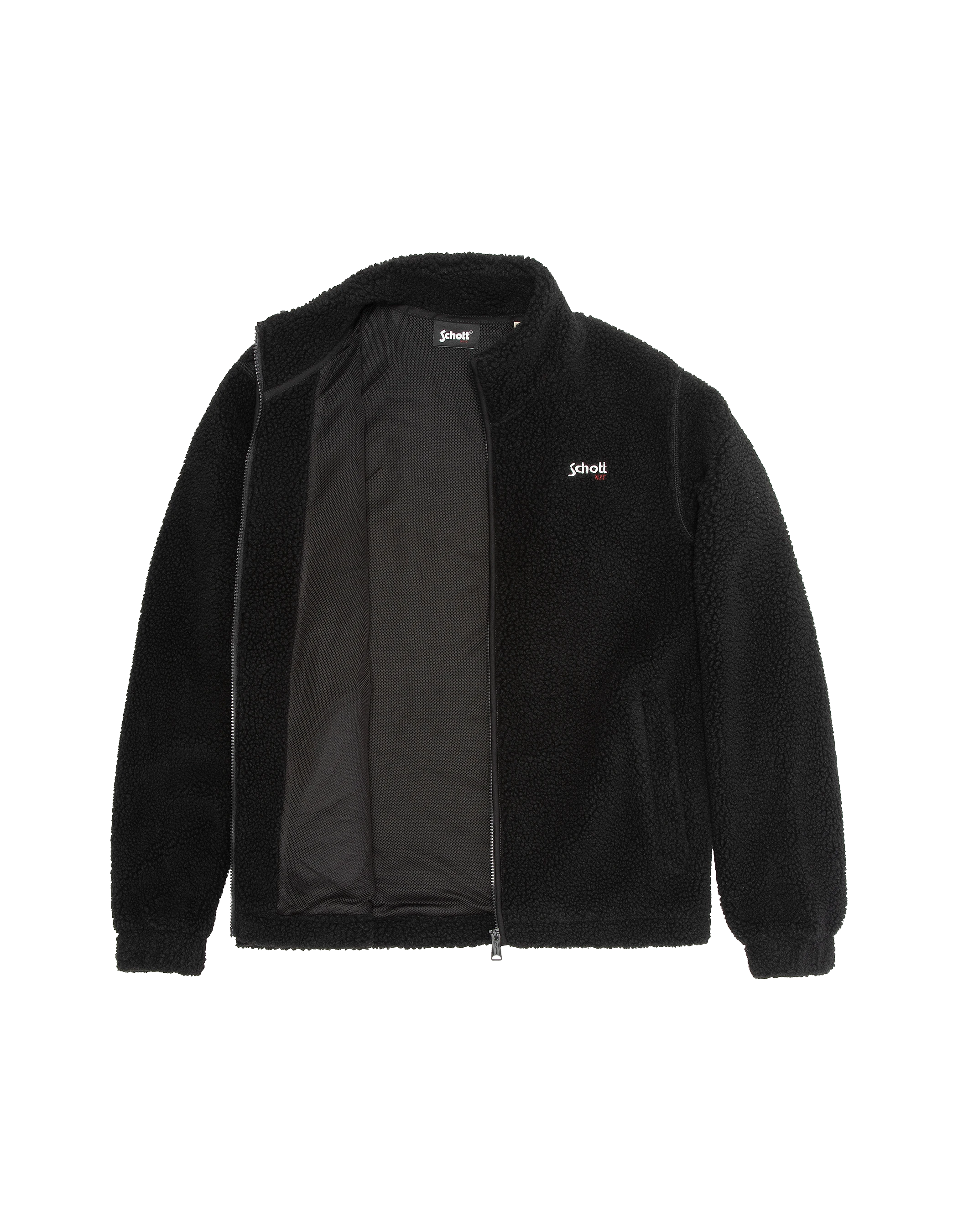 Giacca da sherpa con zip nero-5