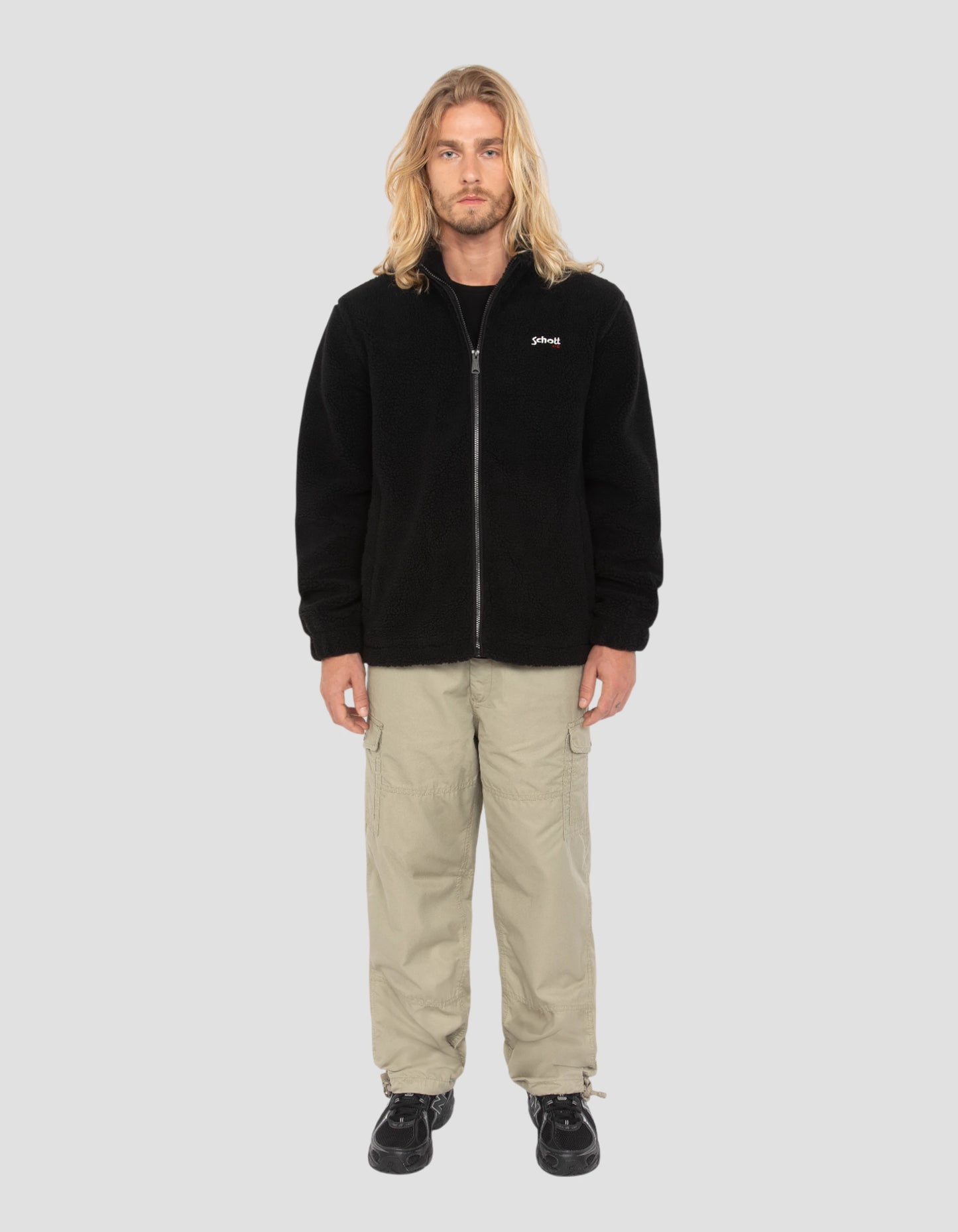 Giacca da sherpa con zip nero