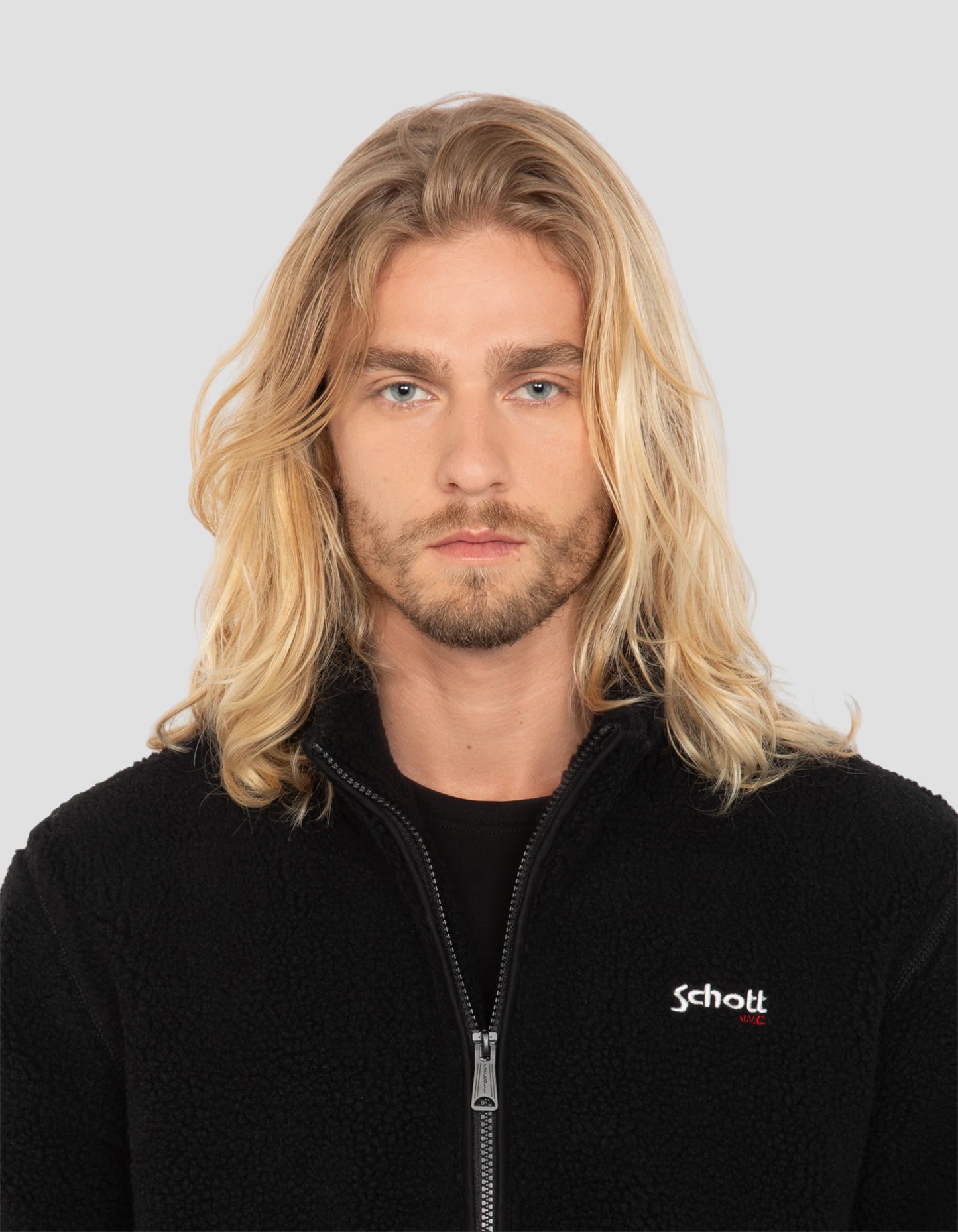 Giacca da sherpa con zip nero