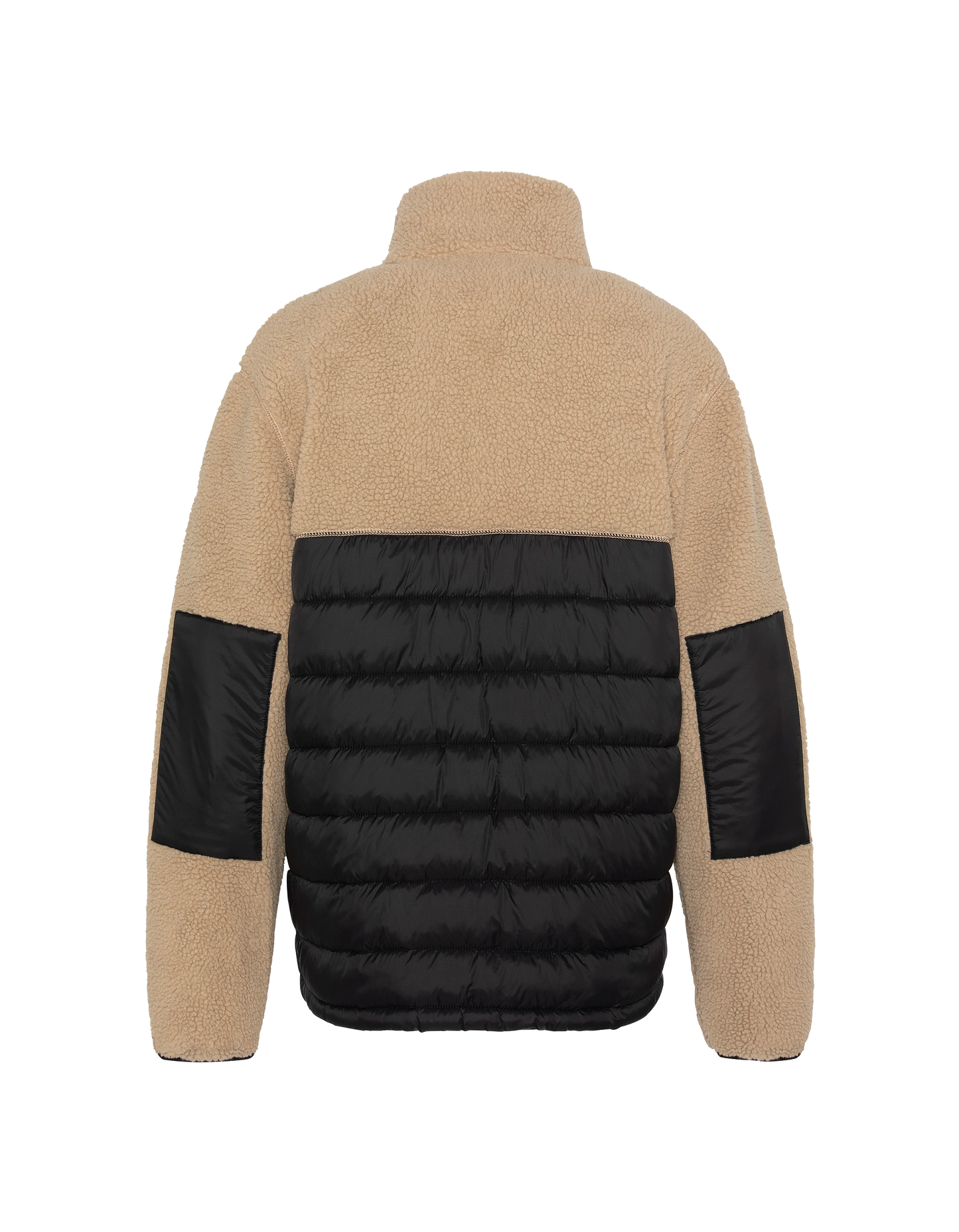 Veste beige et noire bi matière sherpa et nylon doudouné