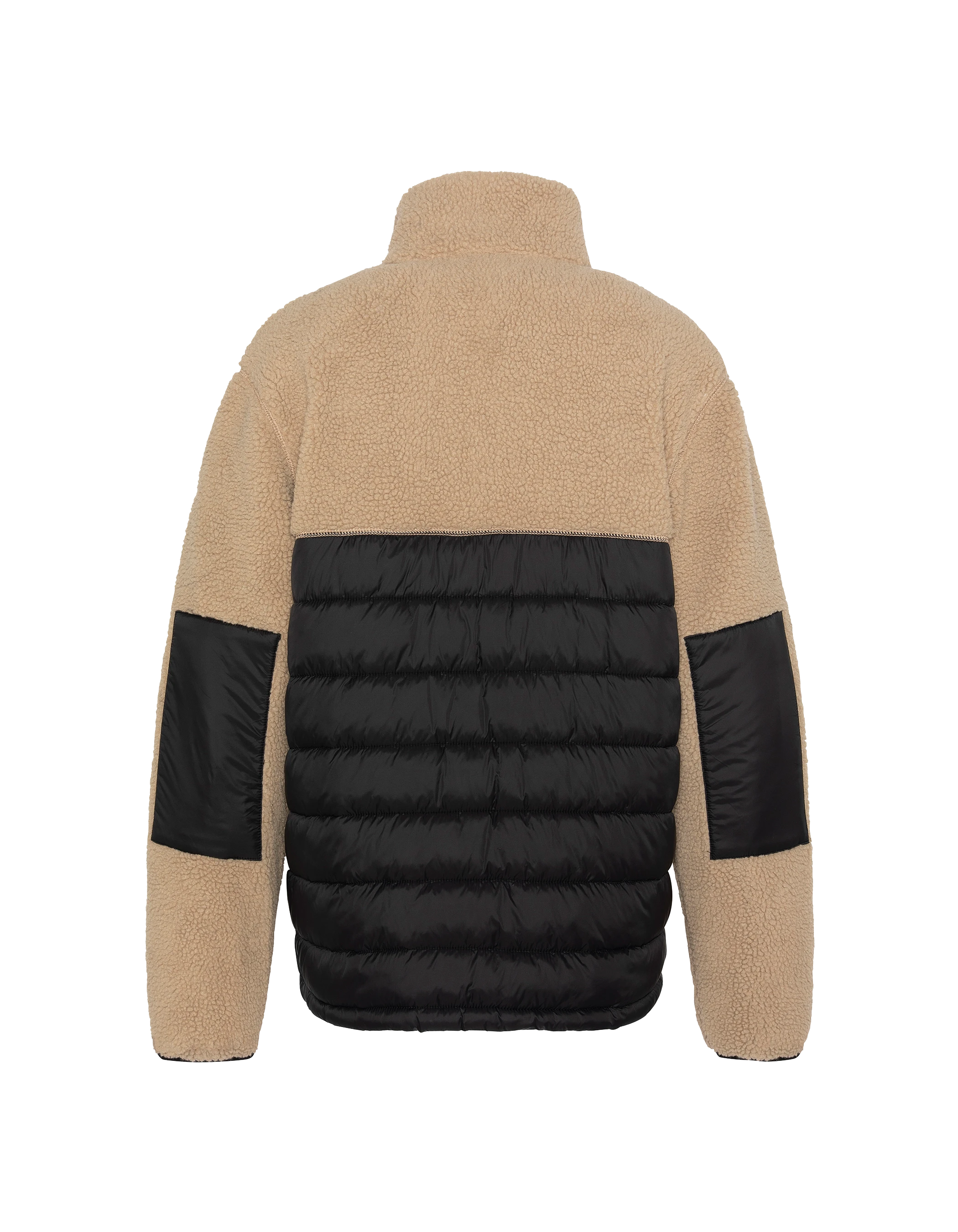 Veste beige et noire bi matière sherpa et nylon doudouné-2