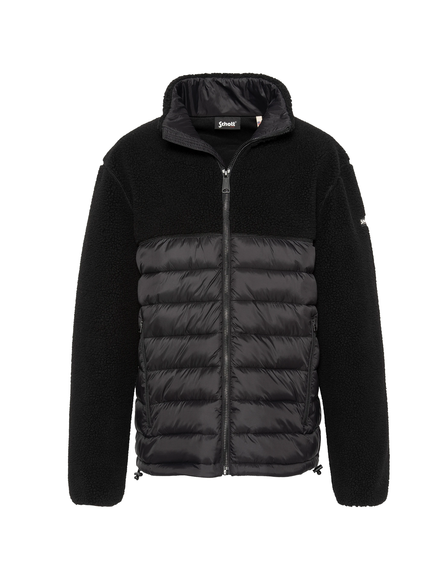 Veste noire bi matière sherpa et nylon doudouné