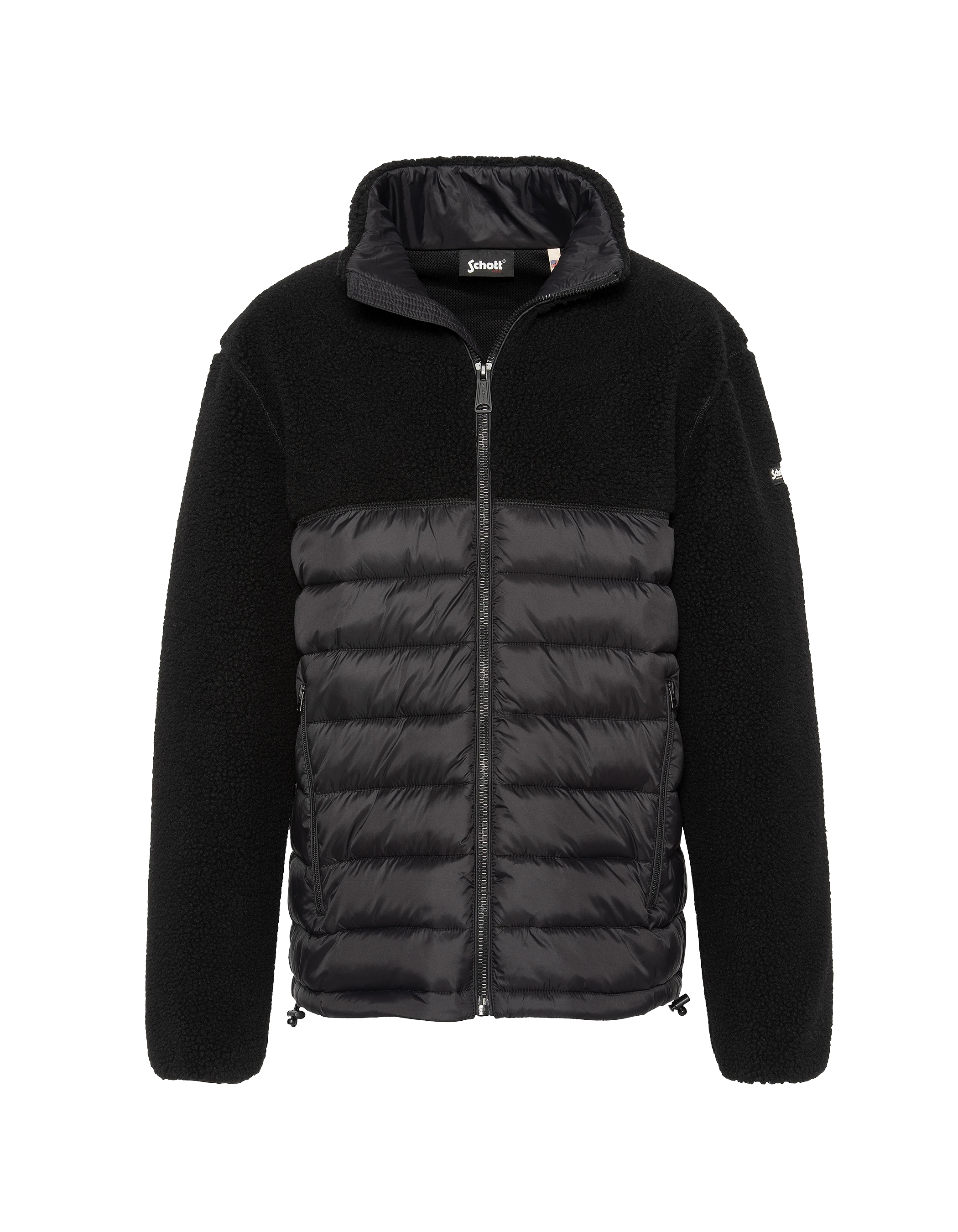Veste noire bi matière sherpa et nylon doudouné-2