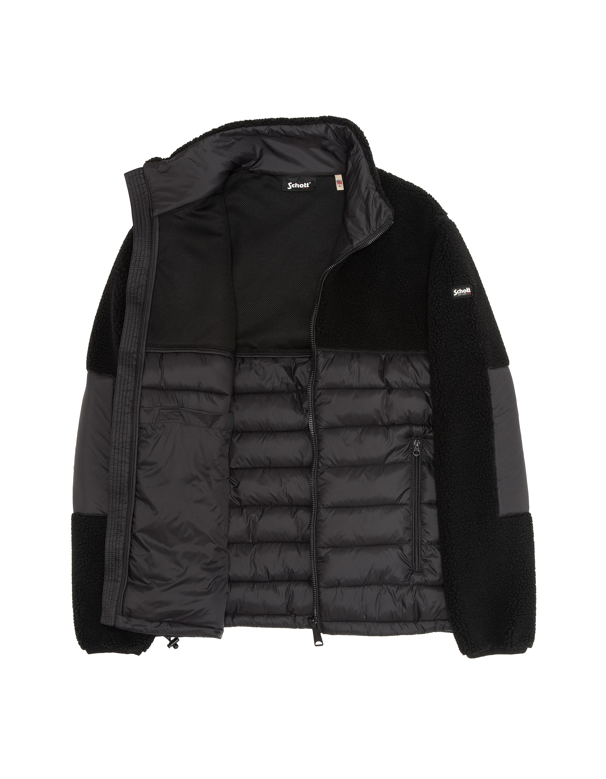 Veste noire bi matière sherpa et nylon doudouné-6