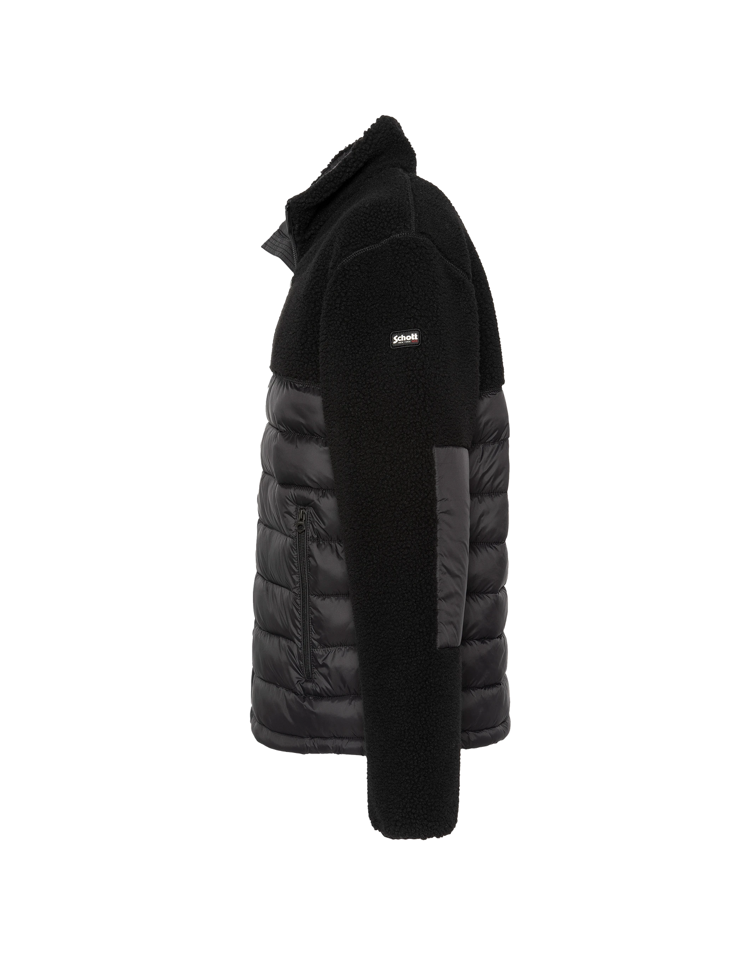 Veste noire bi matière sherpa et nylon doudouné