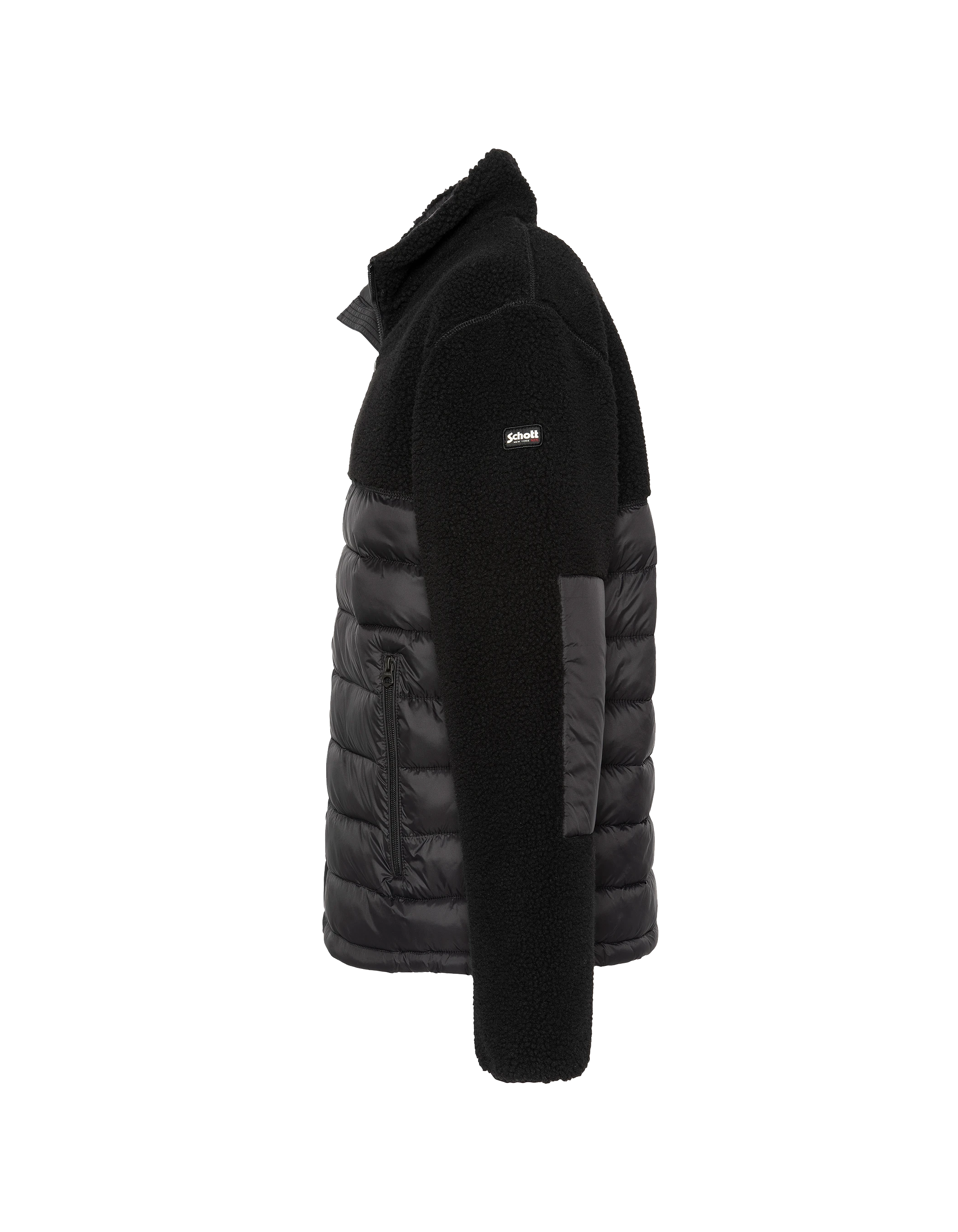 Veste noire bi matière sherpa et nylon doudouné-7