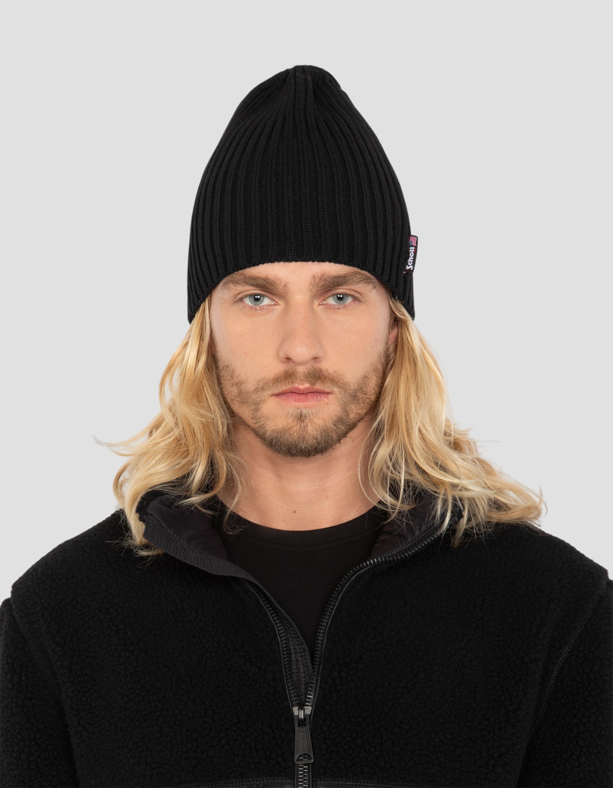 Veste noire bi matière sherpa et nylon doudouné-5