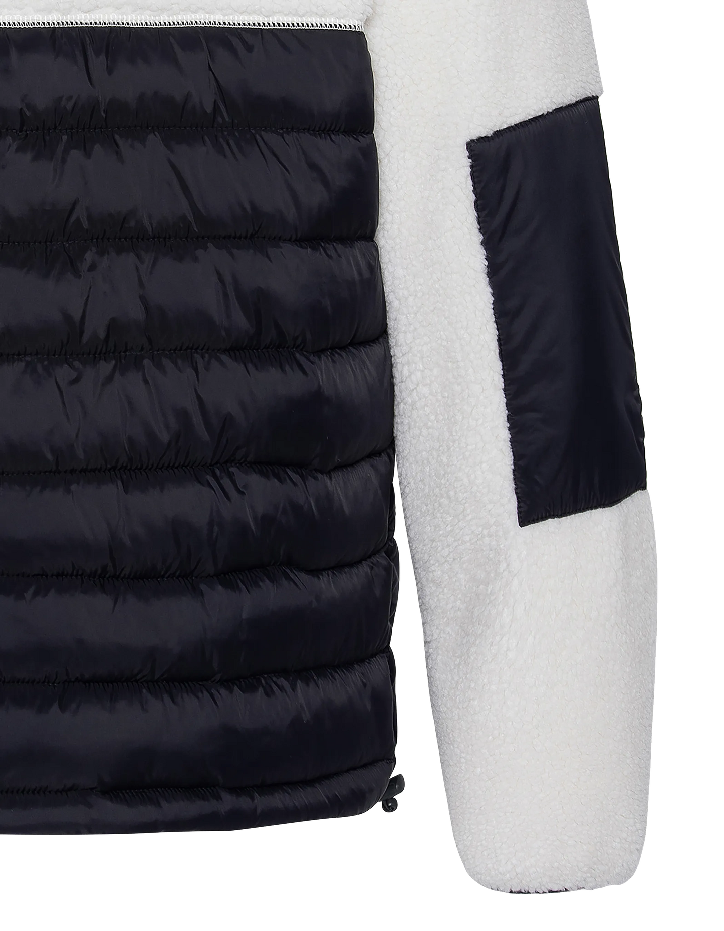 Veste blance cassé et bleu marine bi matière sherpa et nylon doudouné
