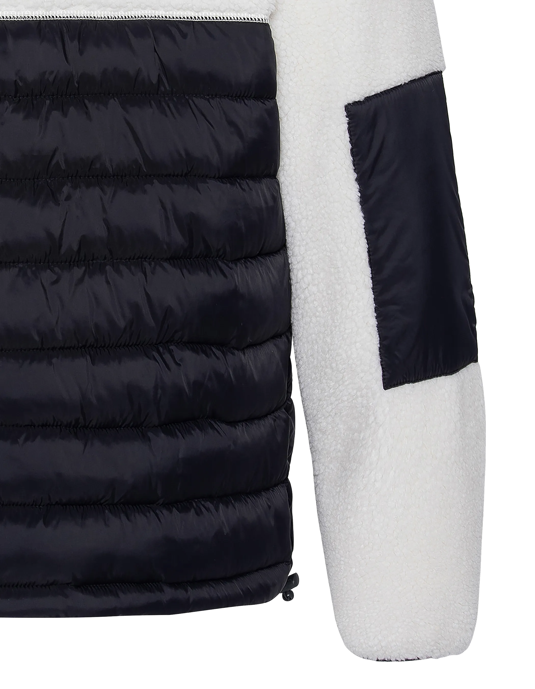 Veste blance cassé et bleu marine bi matière sherpa et nylon doudouné-8