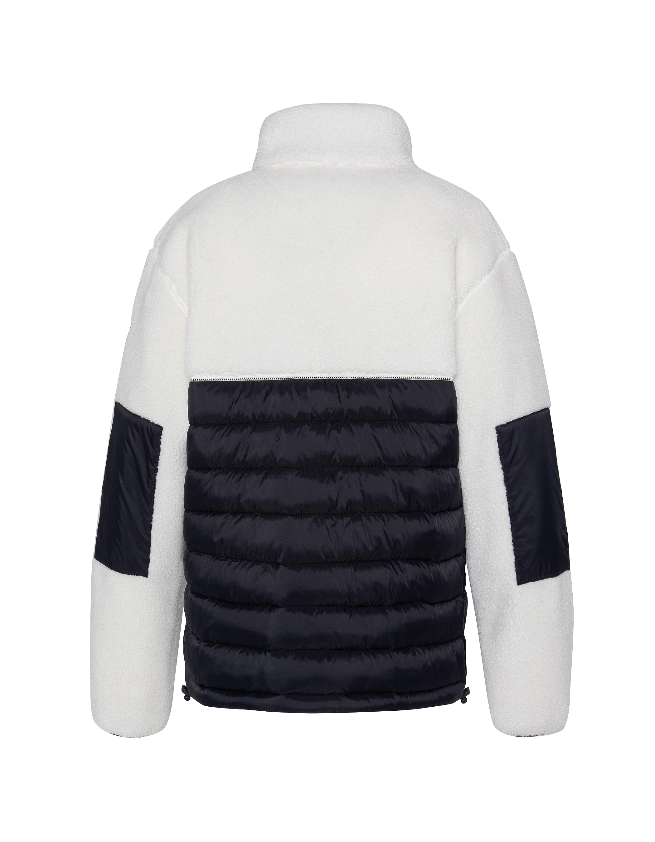 Veste blance cassé et bleu marine bi matière sherpa et nylon doudouné-11