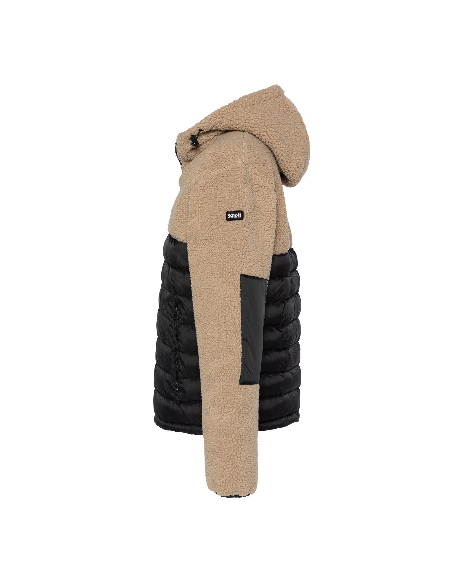 Giacca con cappuccio beige e con cappuccio nero Materiale Sherpa e Nylon coccolone