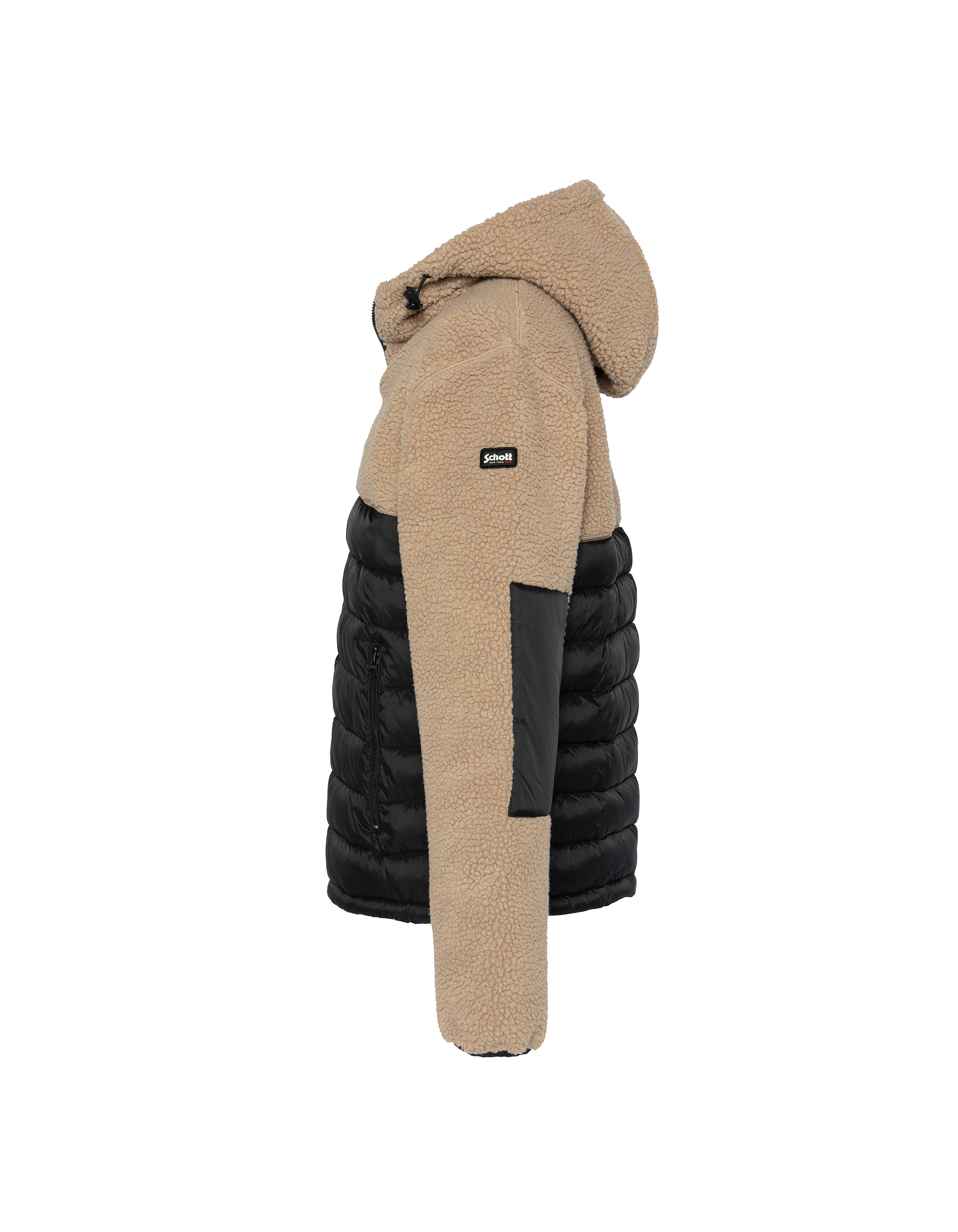 Giacca con cappuccio beige e con cappuccio nero Materiale Sherpa e Nylon coccolone-6