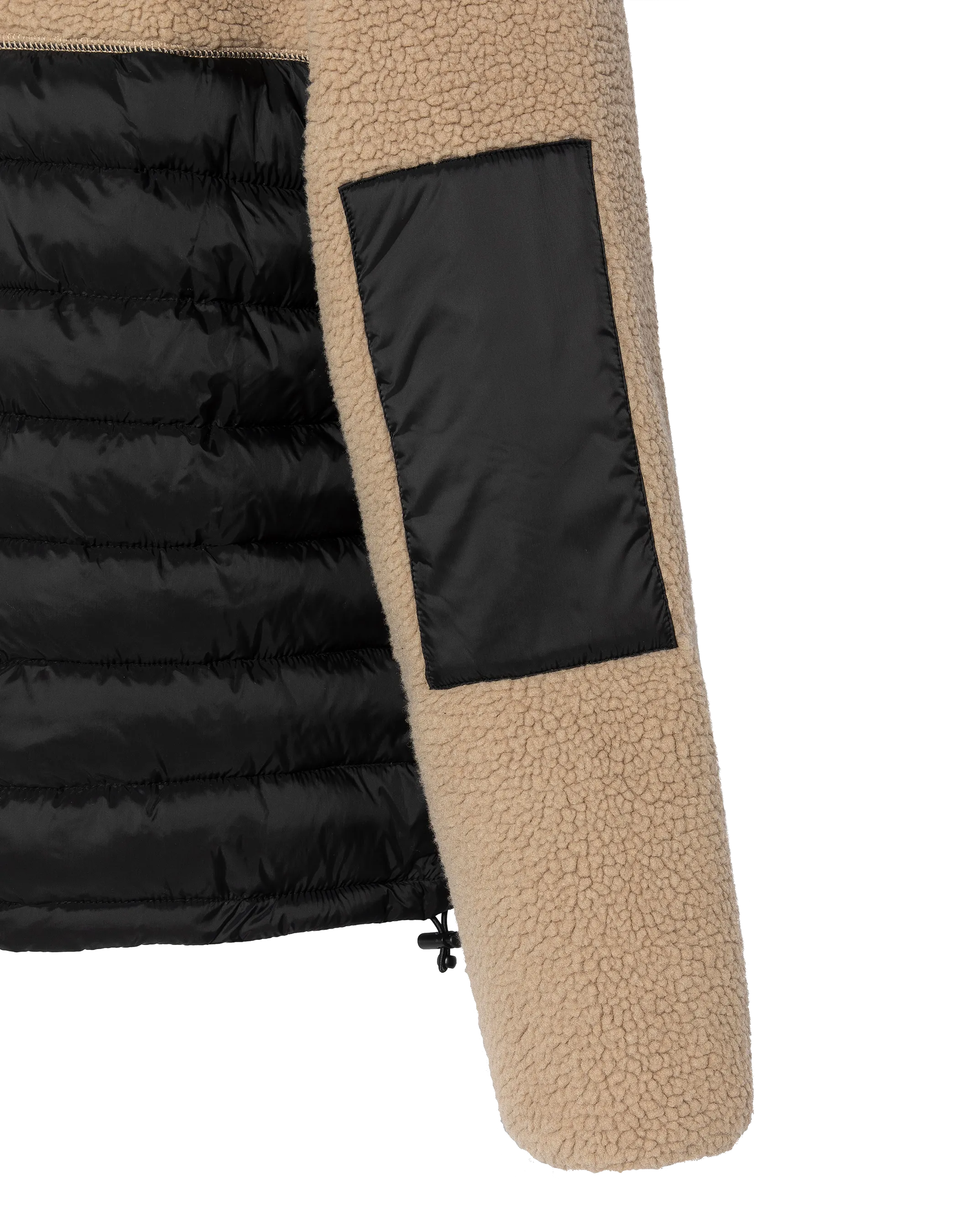 Giacca con cappuccio beige e con cappuccio nero Materiale Sherpa e Nylon coccolone-7