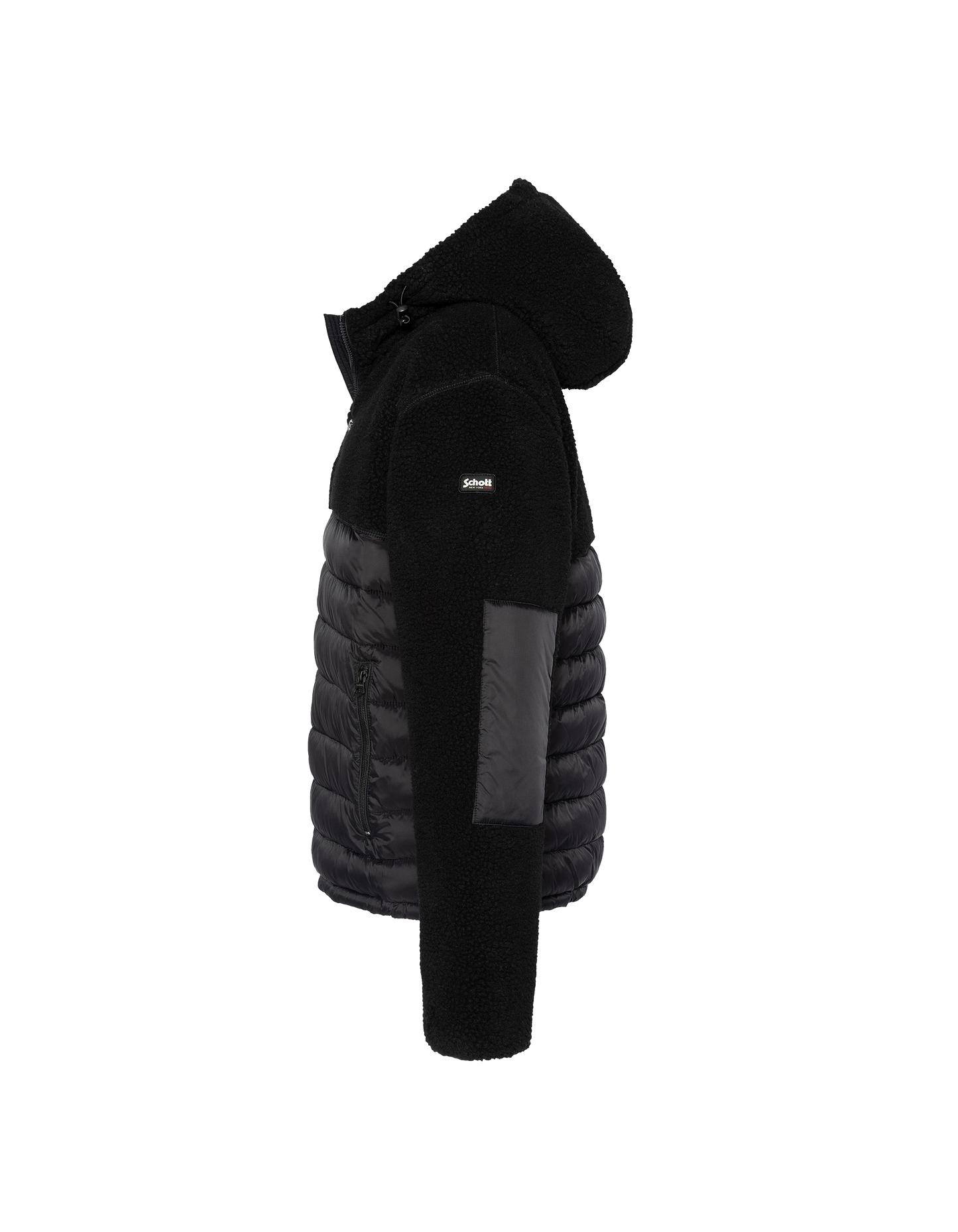 Giacca con cappuccio nero Materiale BI Sherpa e Nylon coccole