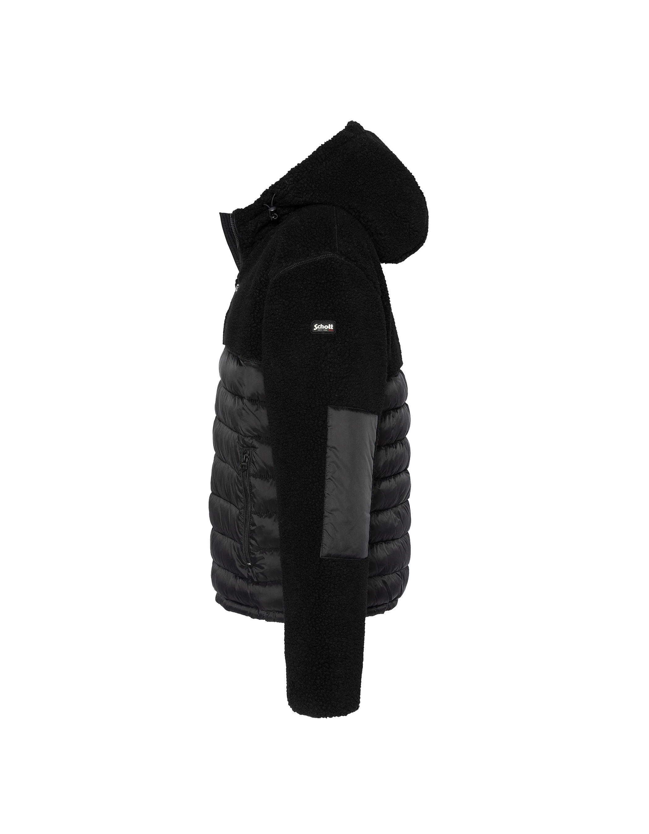 Giacca con cappuccio nero Materiale BI Sherpa e Nylon coccole-3