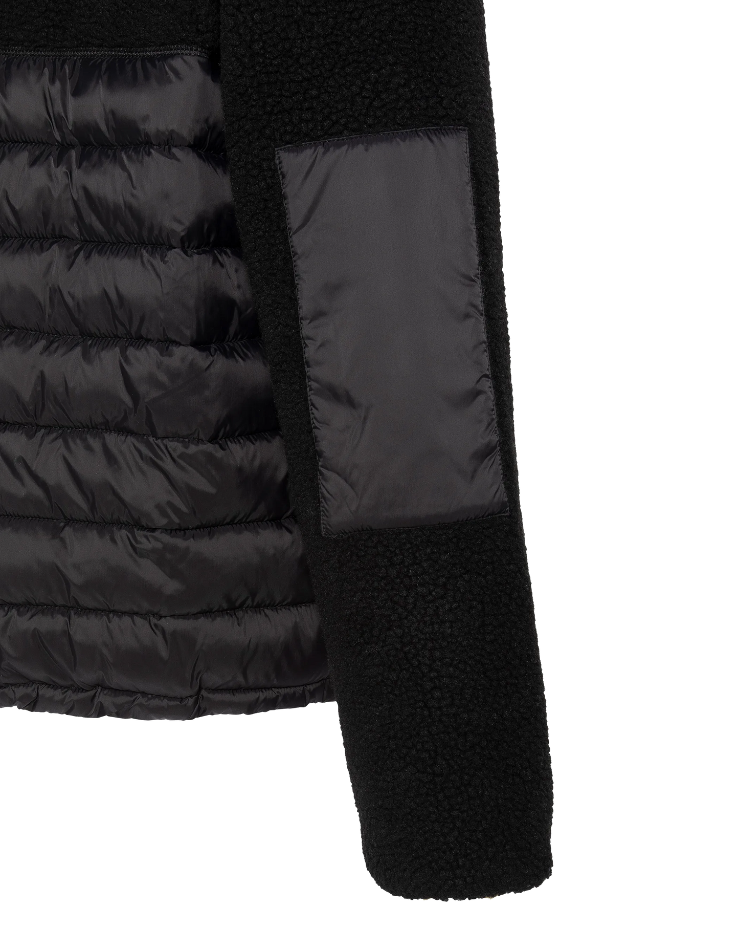 Giacca con cappuccio nero Materiale BI Sherpa e Nylon coccole