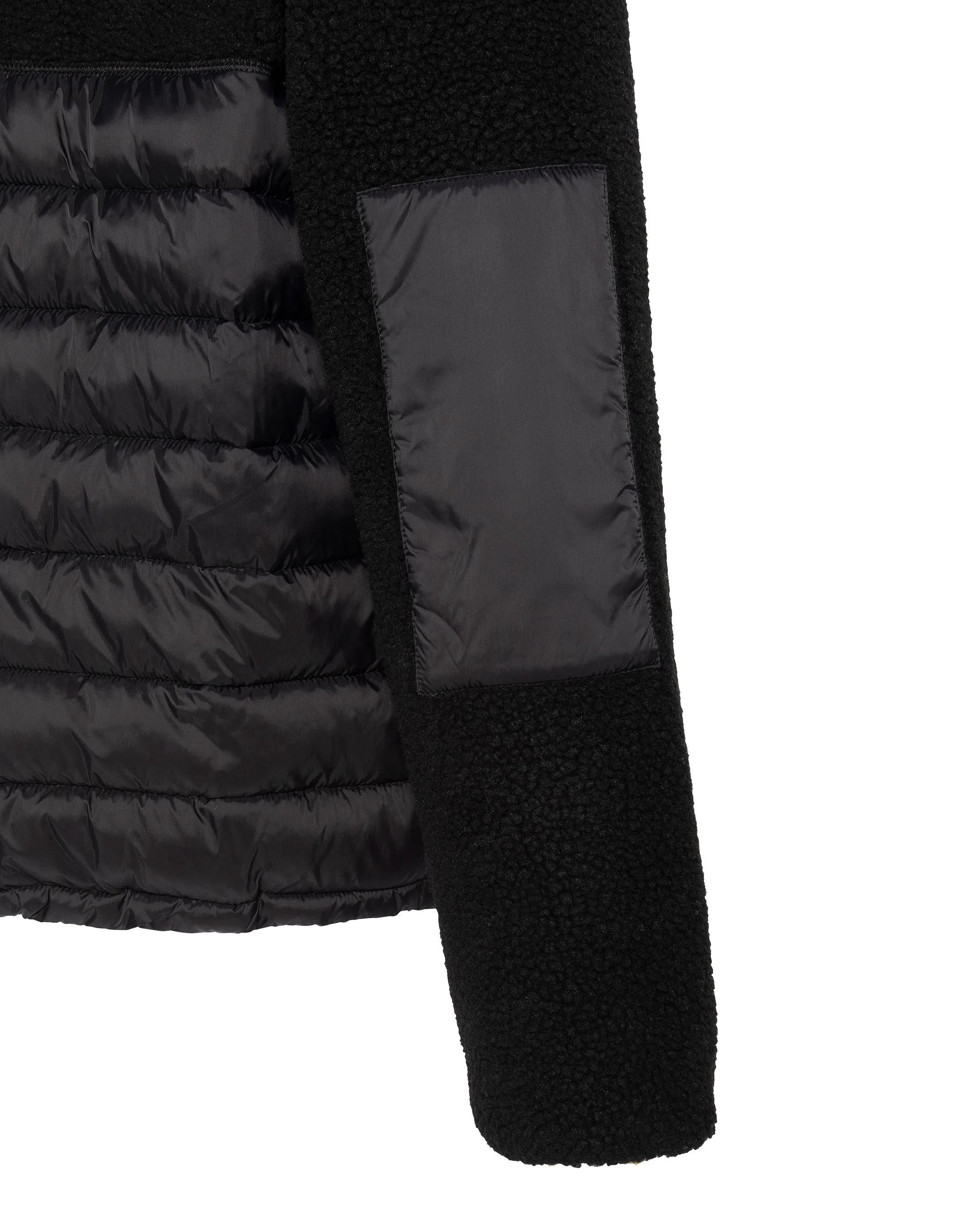 Giacca con cappuccio nero Materiale BI Sherpa e Nylon coccole-4