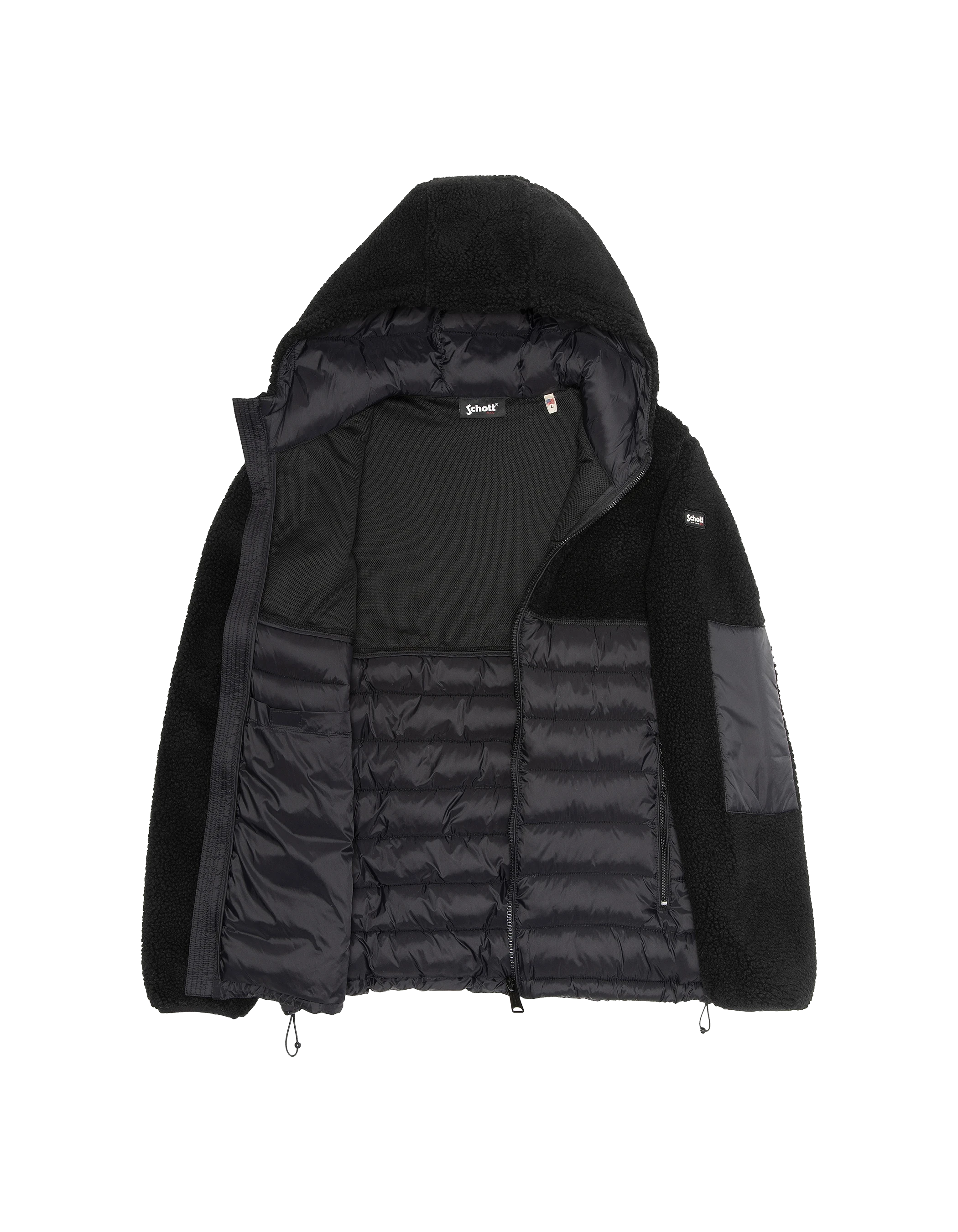Giacca con cappuccio nero Materiale BI Sherpa e Nylon coccole-5