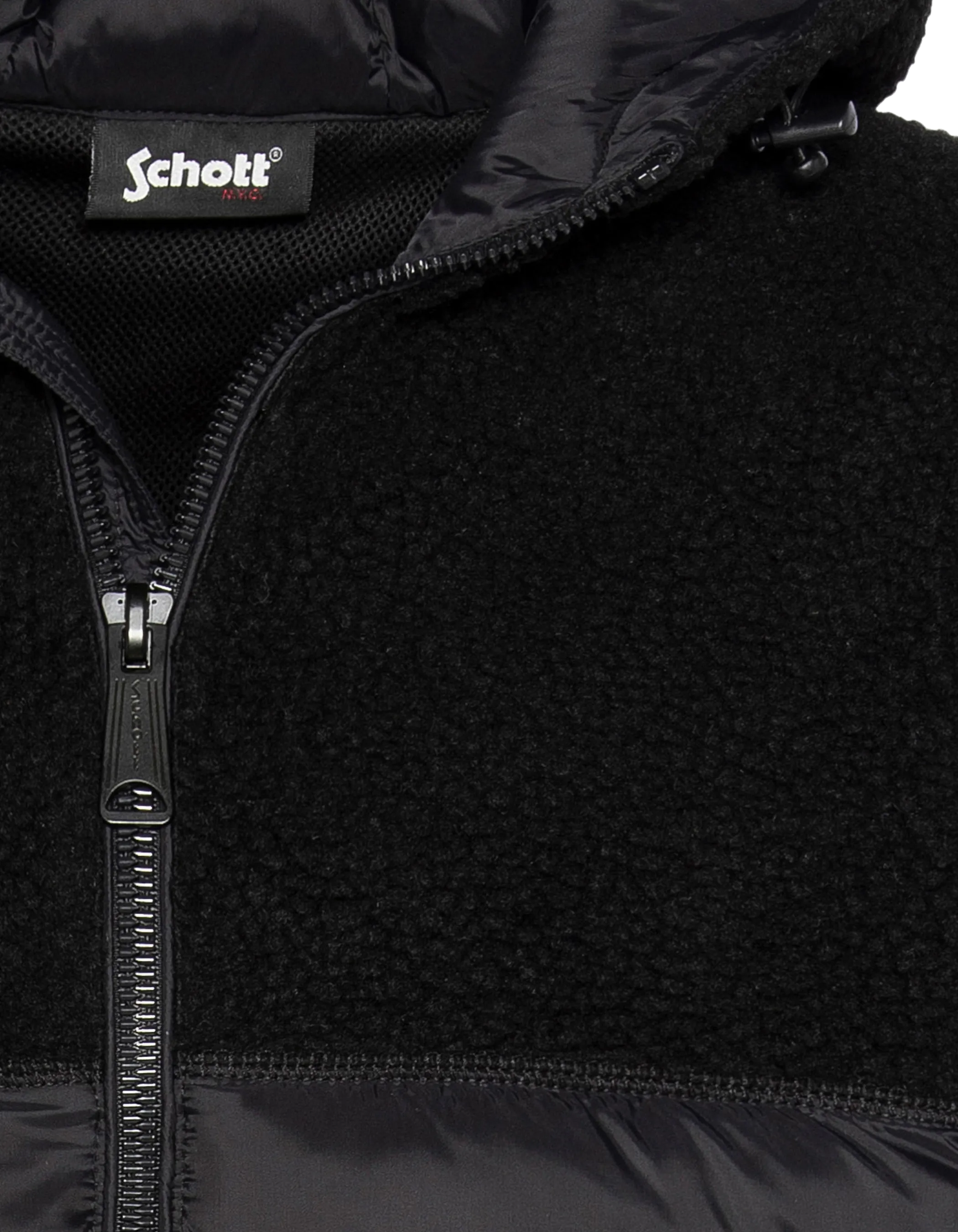 Giacca con cappuccio nero Materiale BI Sherpa e Nylon coccole-6