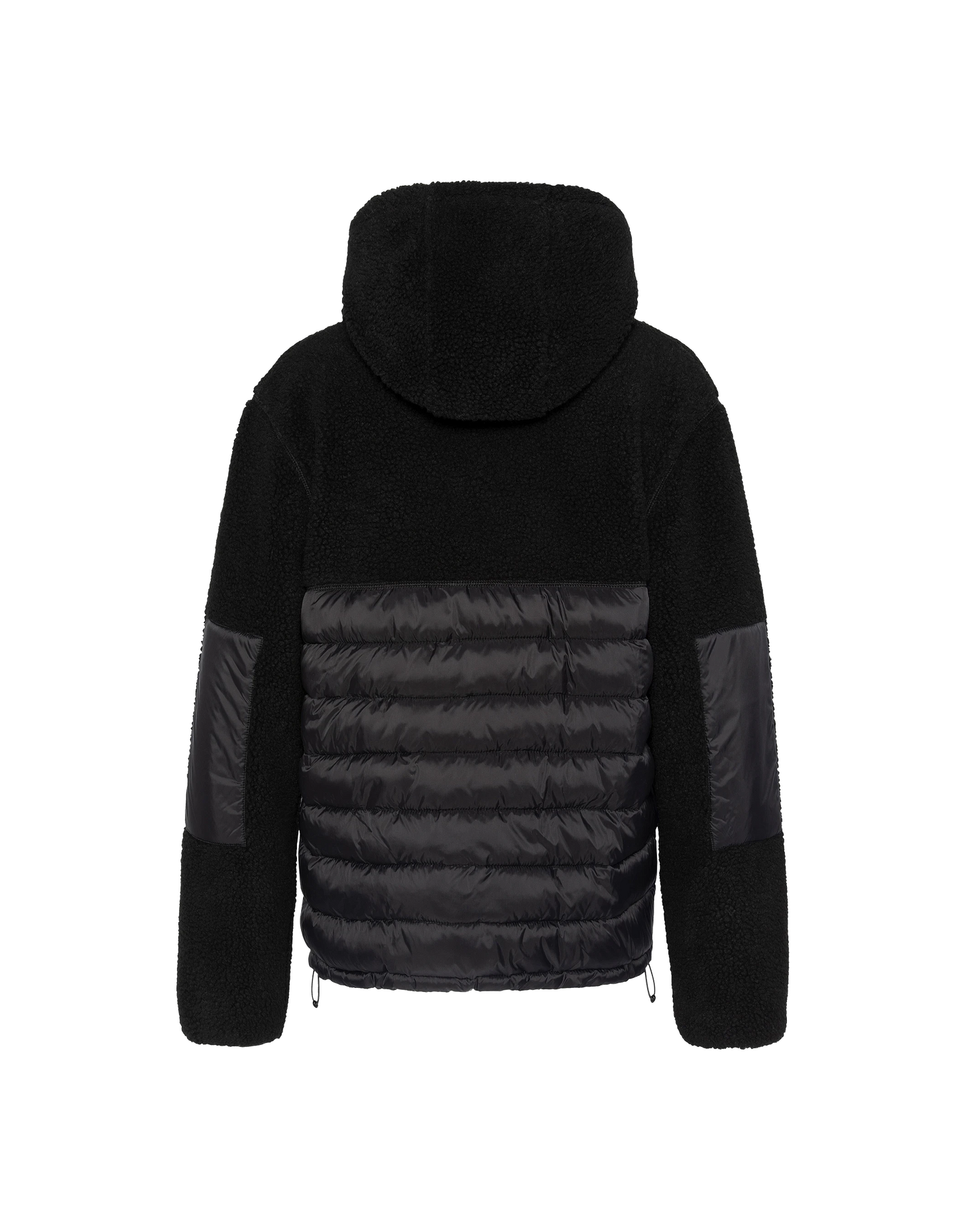Giacca con cappuccio nero Materiale BI Sherpa e Nylon coccole