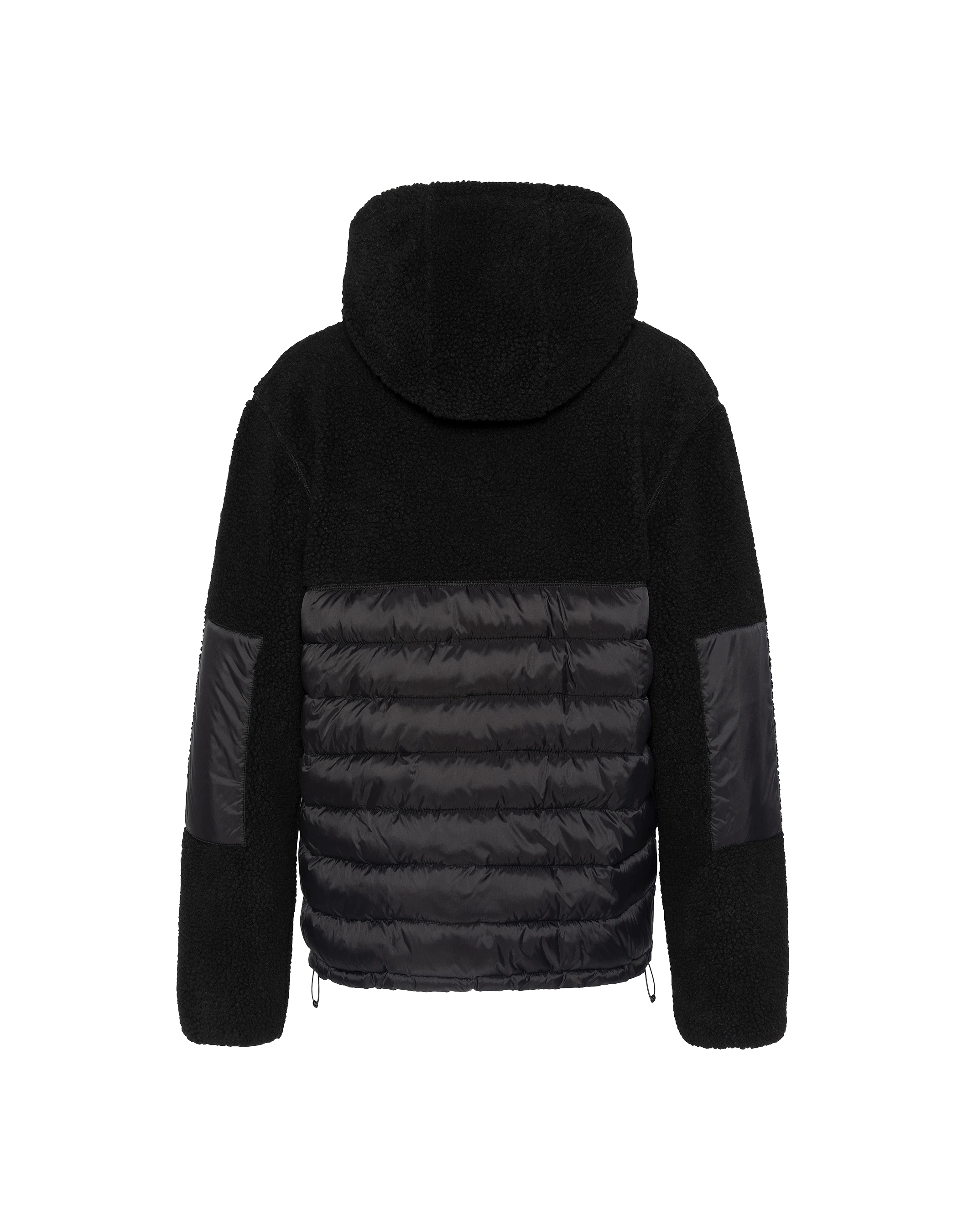 Giacca con cappuccio nero Materiale BI Sherpa e Nylon coccole-2