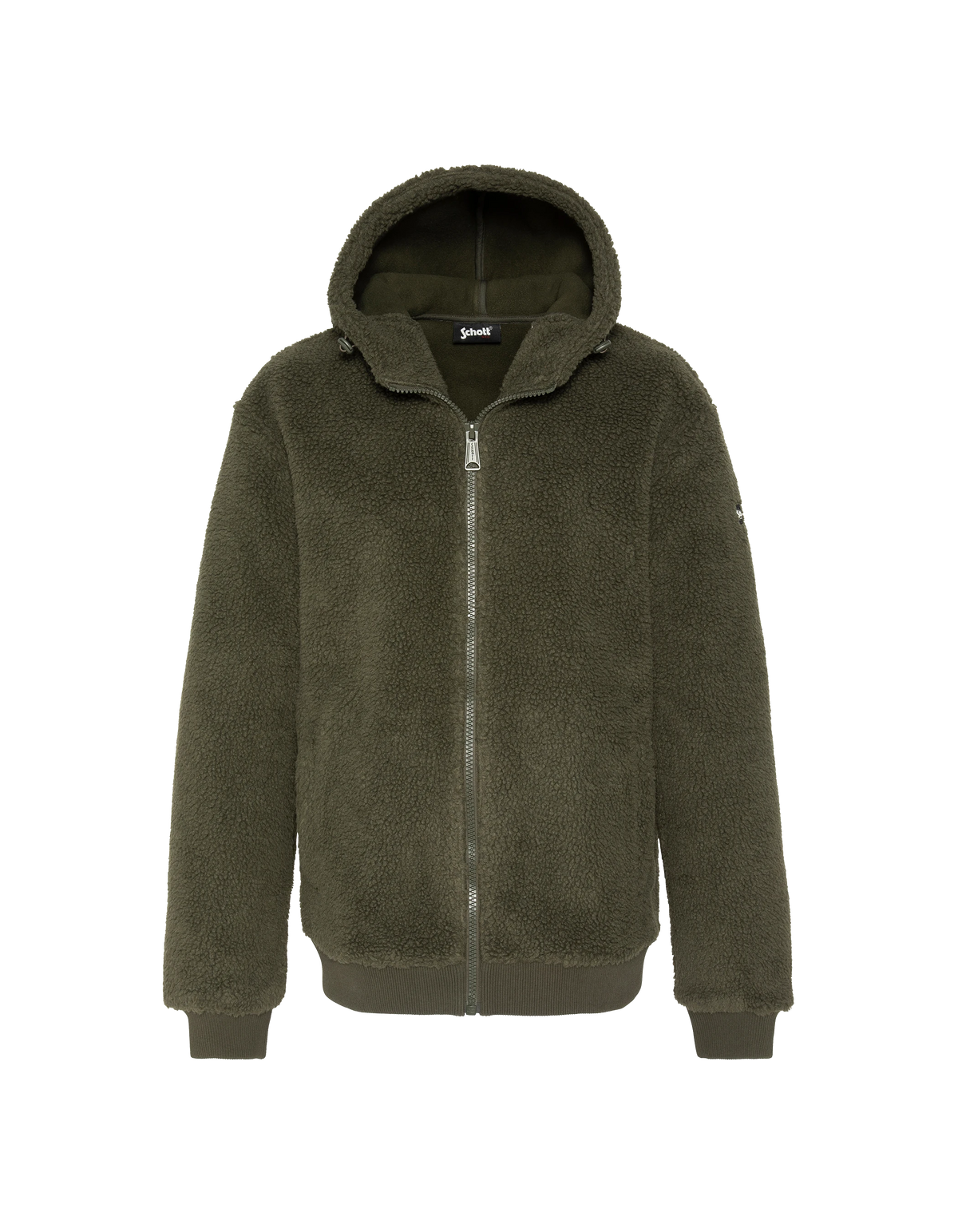 Veste sherpa zippée verte à capuche-1