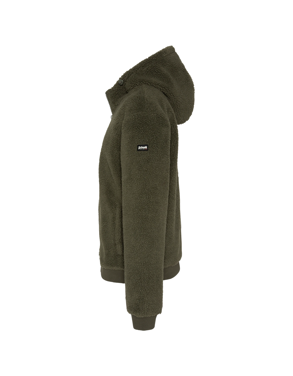 Veste sherpa zippée verte à capuche-3