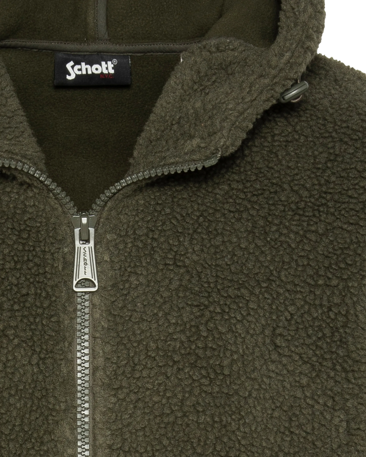 Veste sherpa zippée verte à capuche