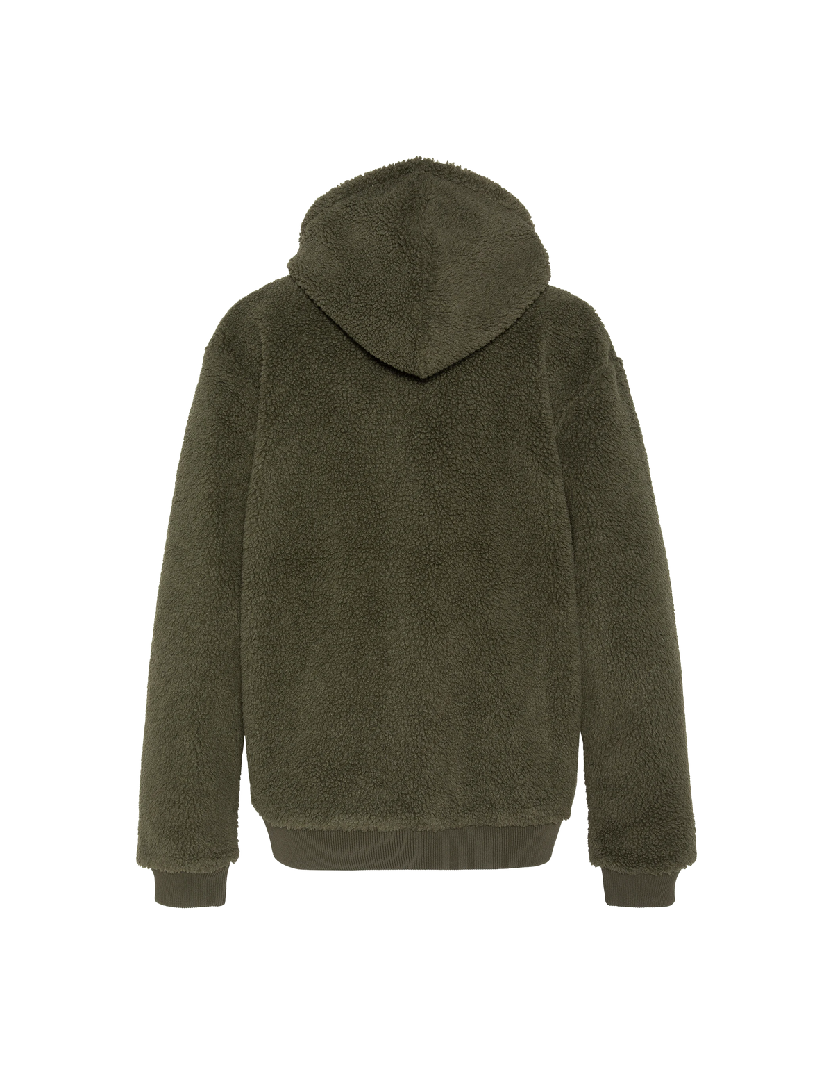Veste sherpa zippée verte à capuche