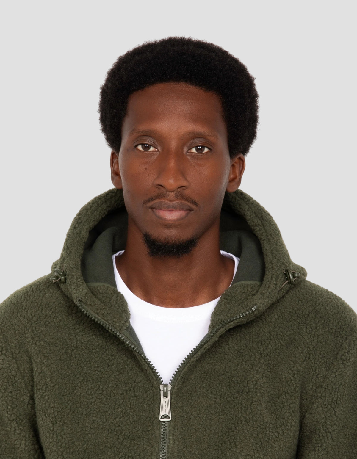 Veste sherpa zippée verte à capuche