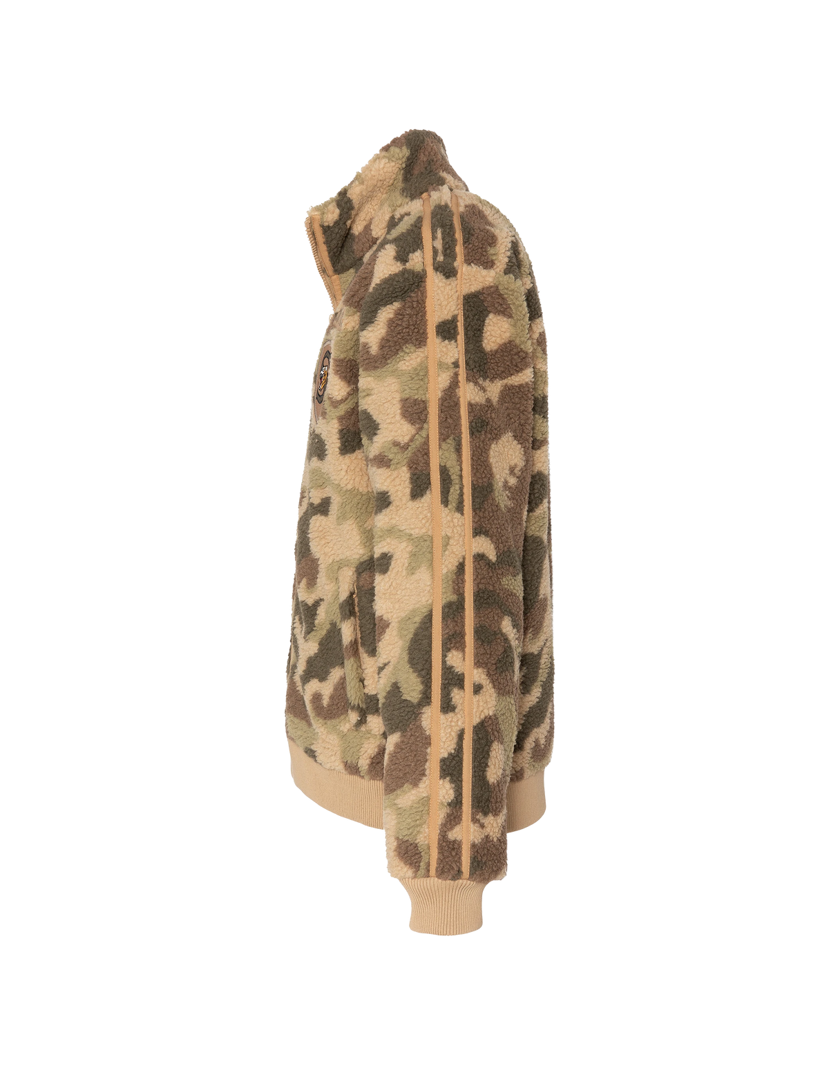 Giacca sherpa militare con zip e stemma mimetico-3