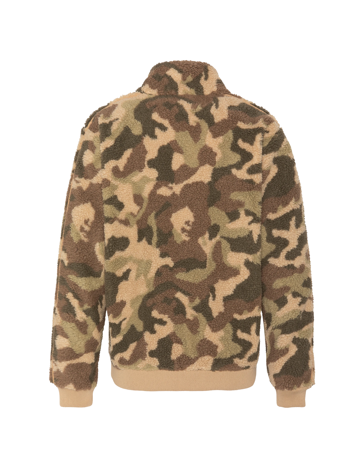 Giacca sherpa militare con zip e stemma mimetico