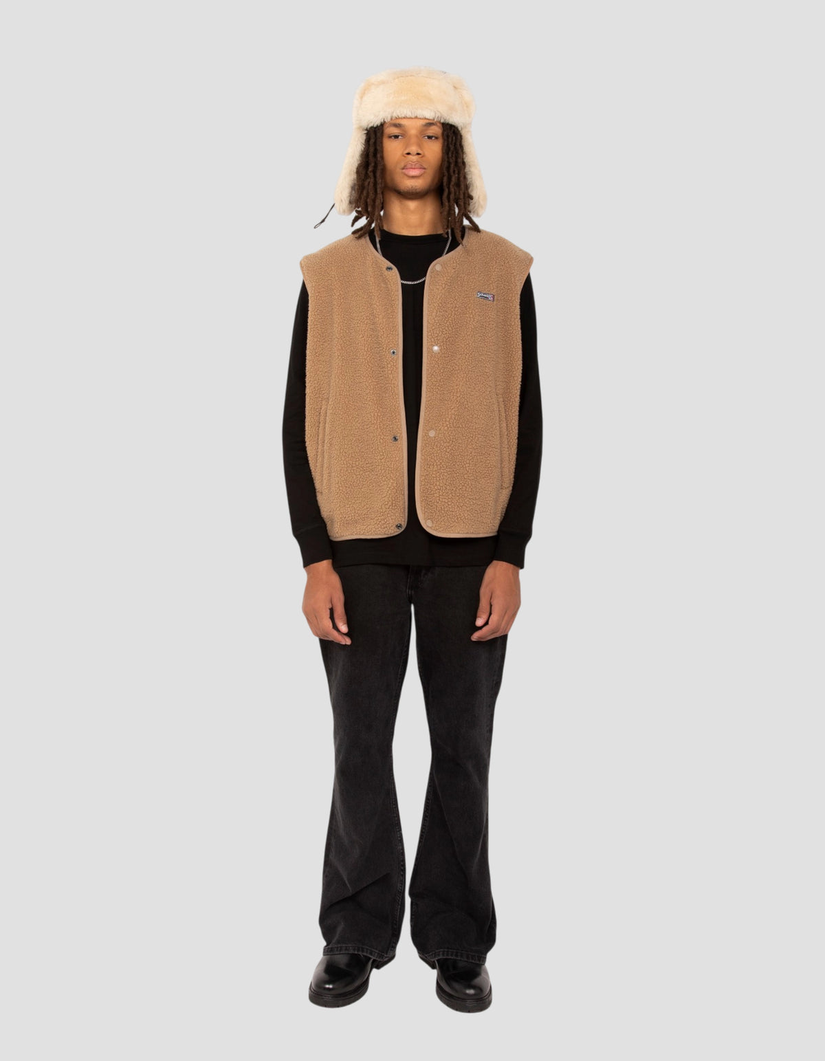 Beige ärmellose Sherpa-Weste