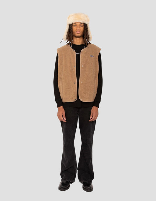 Gilet in sherpa beige senza maniche