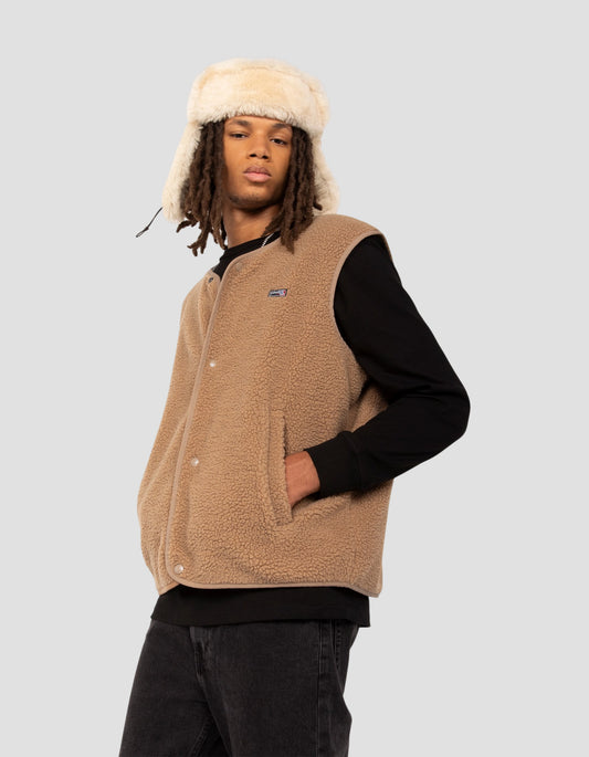 Gilet in sherpa beige senza maniche
